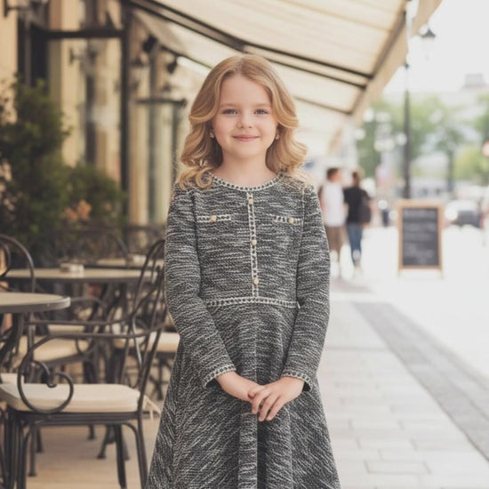 Girls Dress Rose Pink Cable Knit Striped Casual Long Sleeve Cotton video