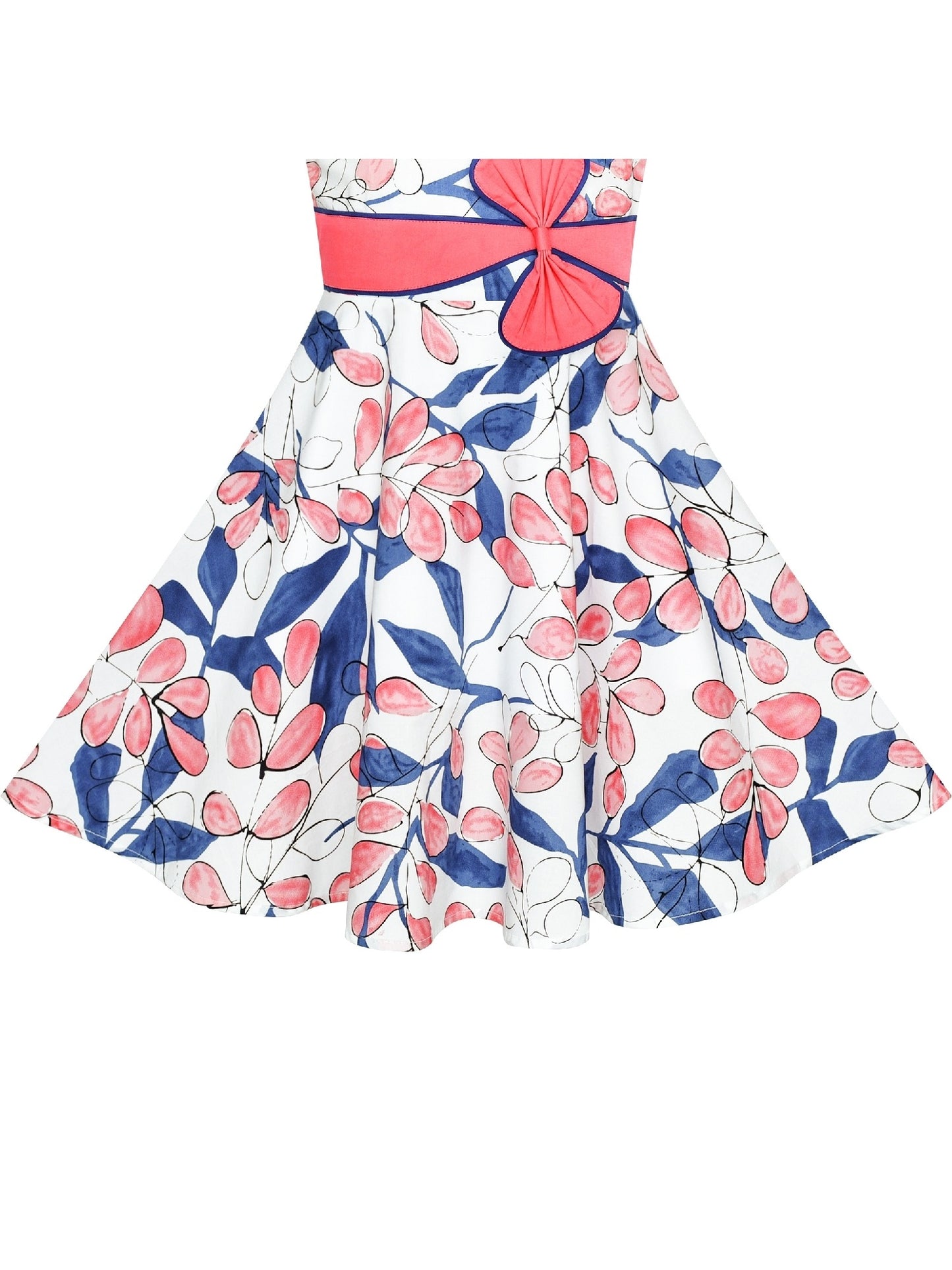 2 Pecs Girls Dress Sun Hat Bow Tie Flower Summer Beach Kids Clothing Multi-Color