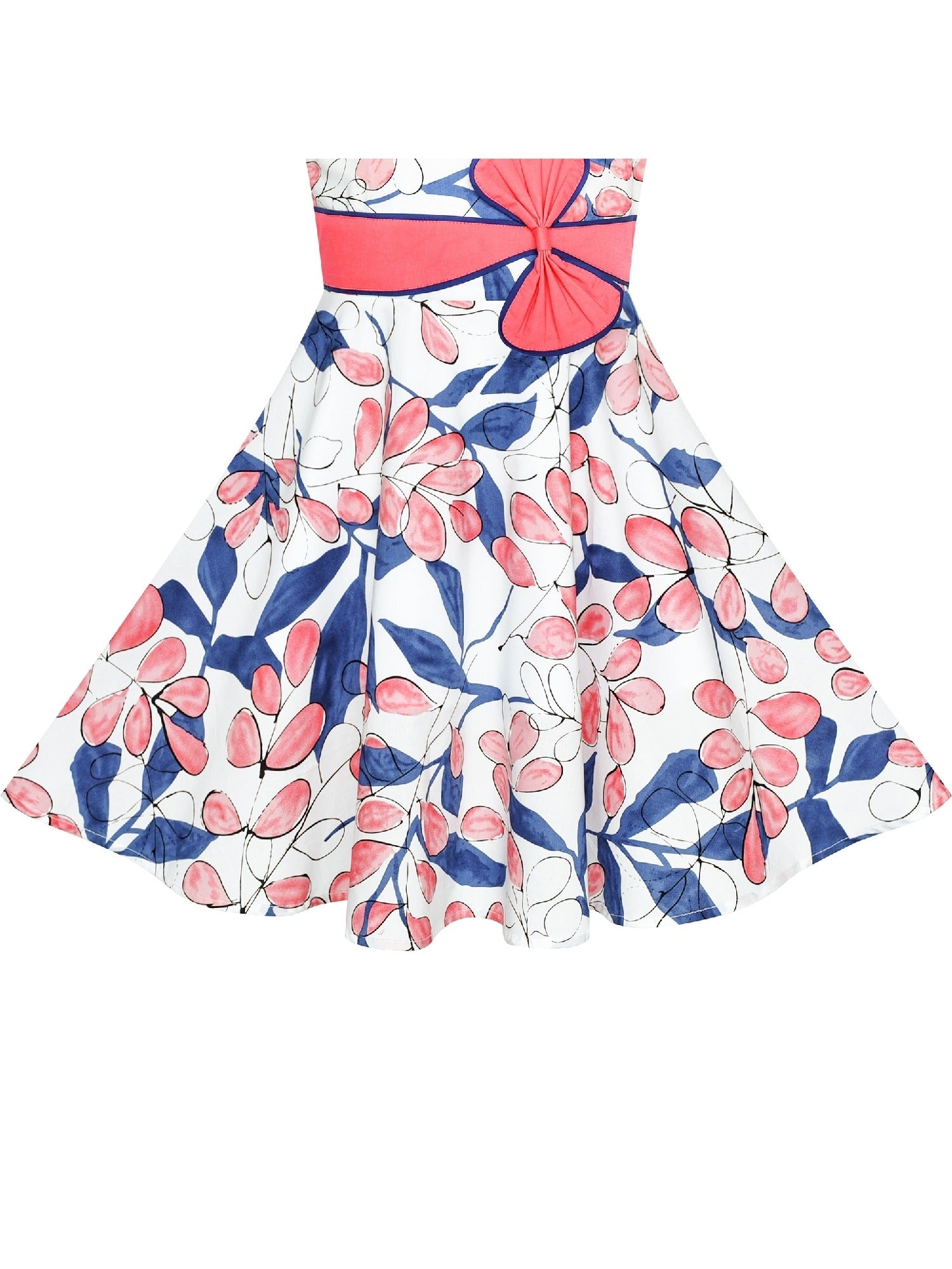 2 Pecs Girls Dress Sun Hat Bow Tie Flower Summer Beach Kids Clothing Multi-Color