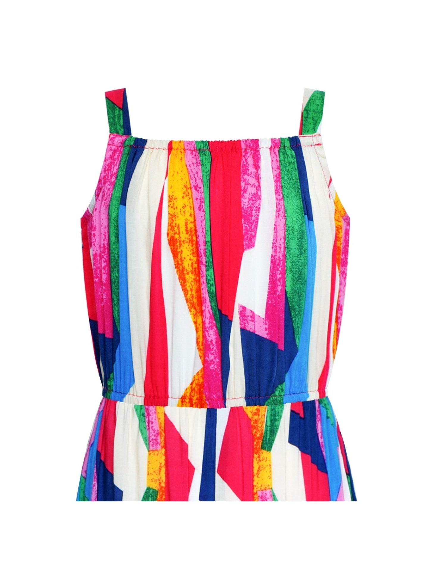 Girls Jumpsuit Colorful Bohemian Style Cotton Holiday Casual Multi-Color