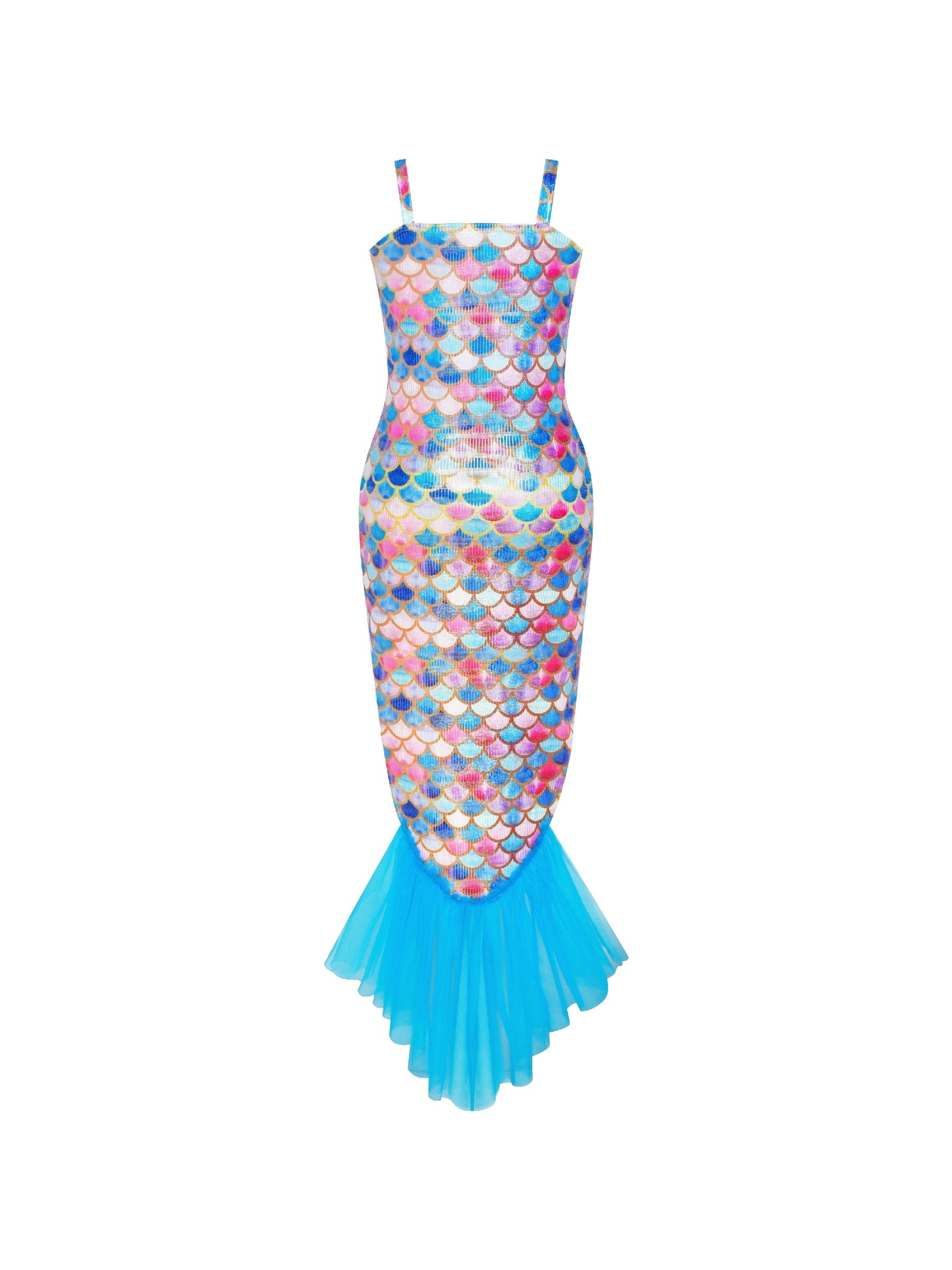 Girls Dress Mermaid Princess Costume Halloween Party Dress Blue