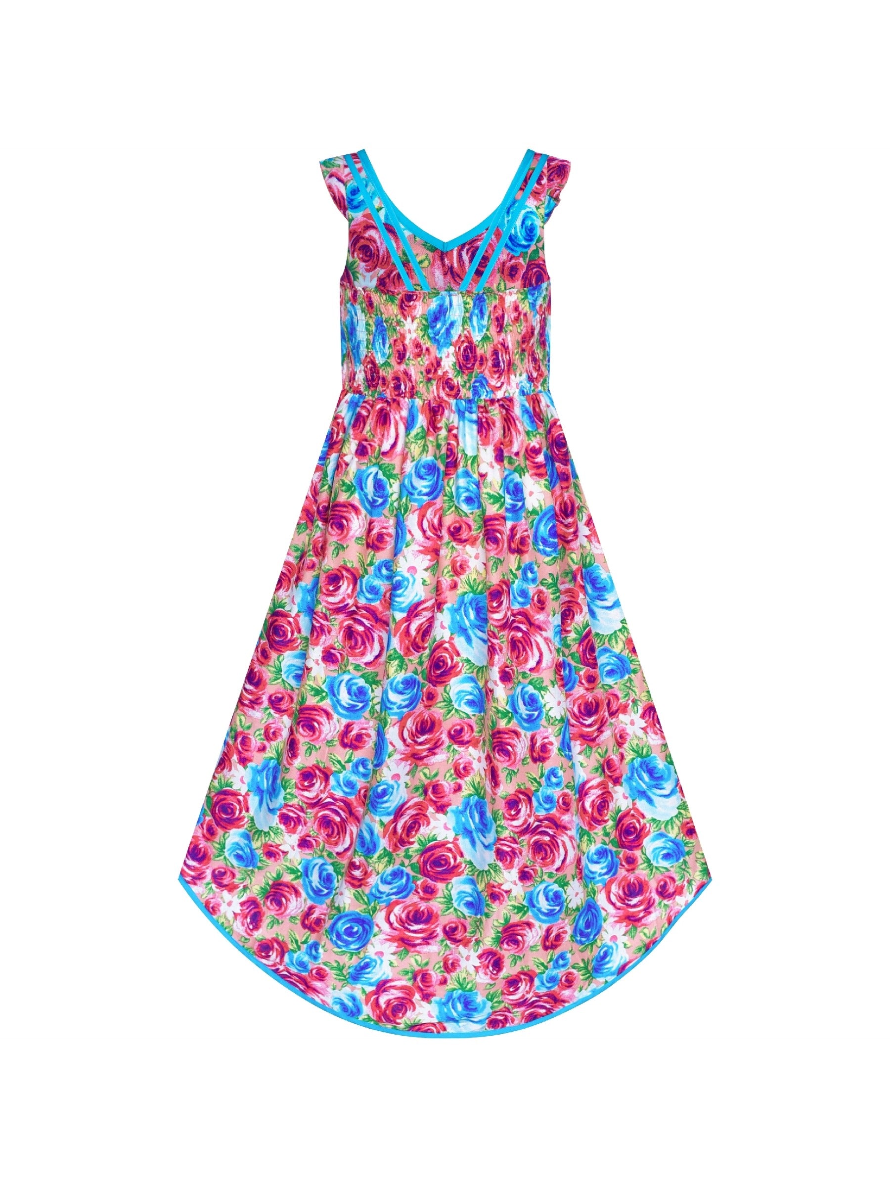 Girls Dress Flower Cotton Casual Summer Beach Holiday Multi-Color