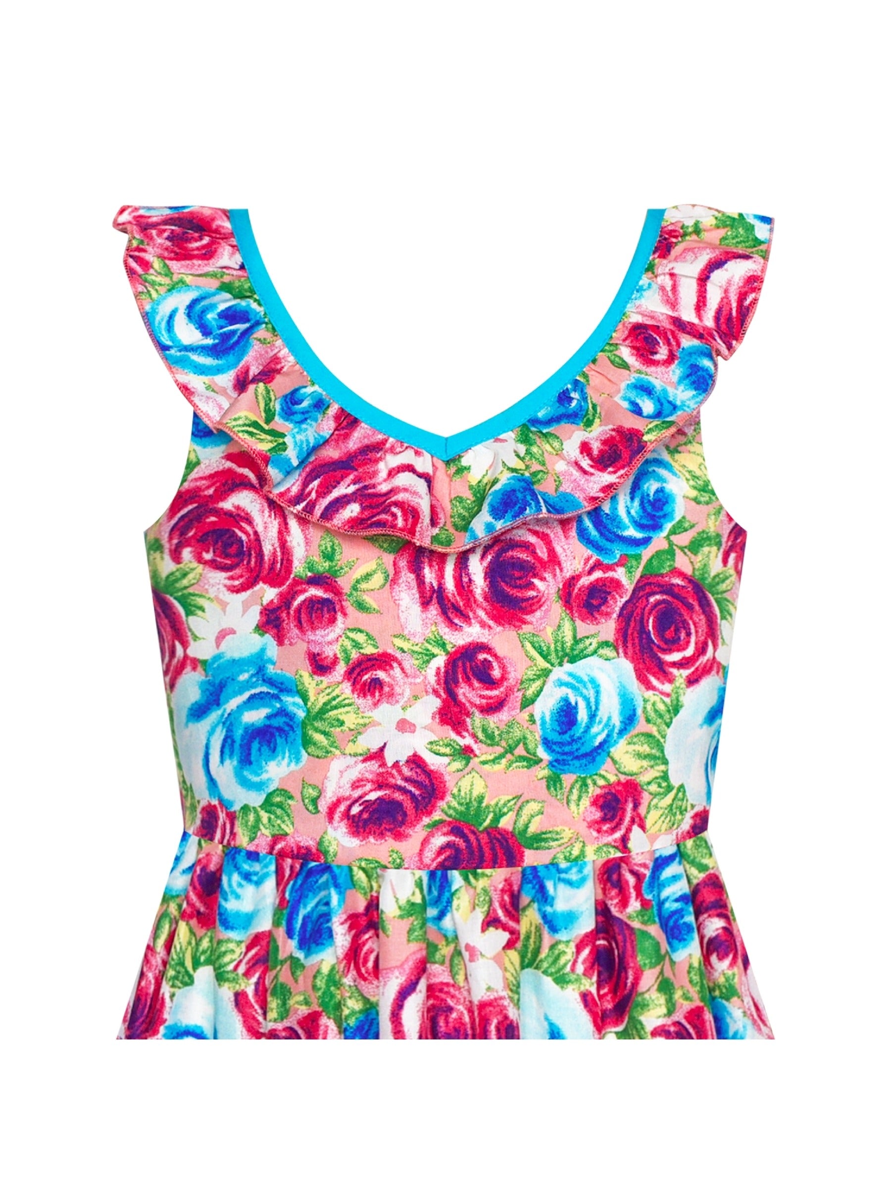 Girls Dress Flower Cotton Casual Summer Beach Holiday Multi-Color