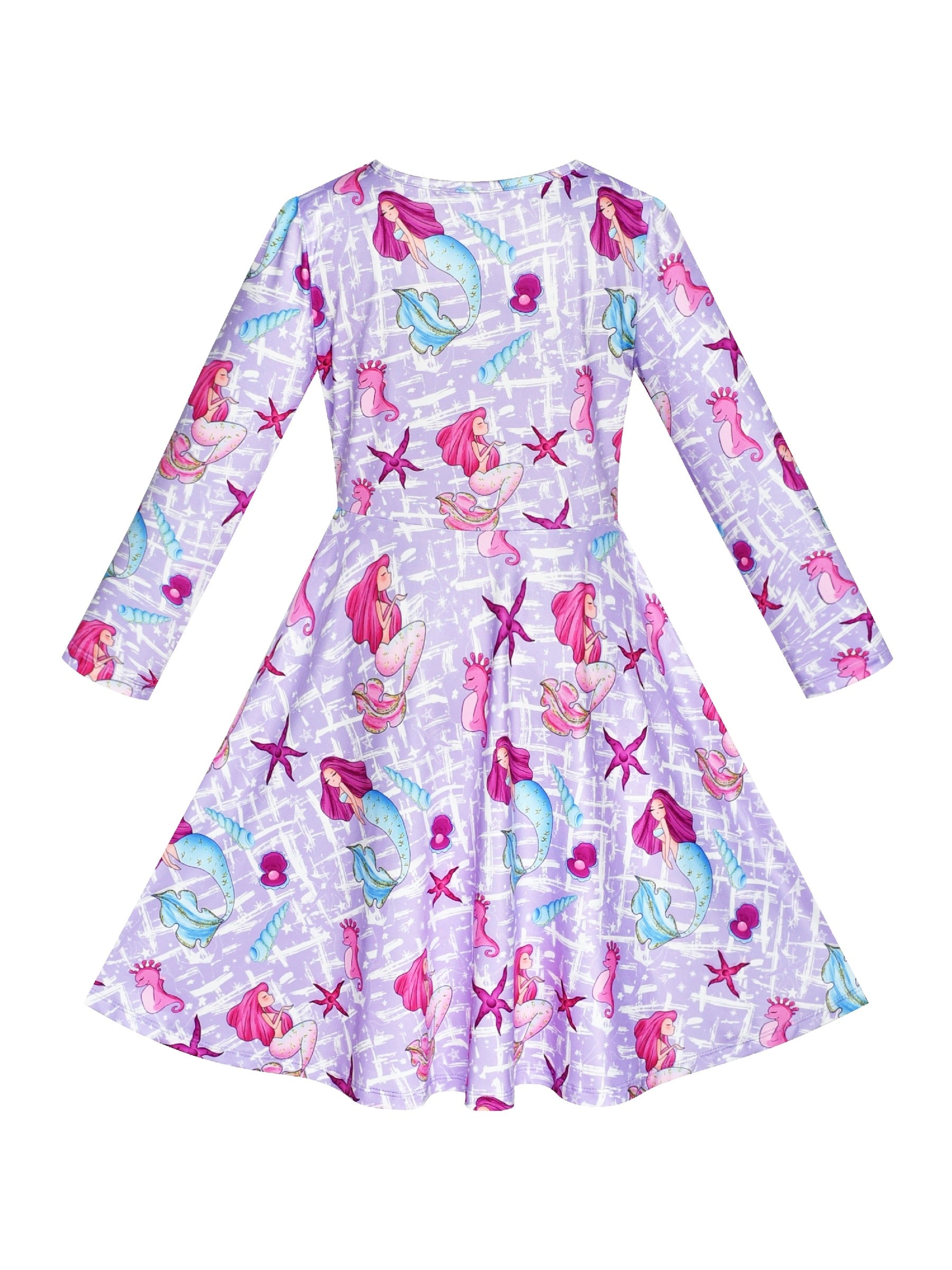 Girls Dress Unicorn Rainbow Casual Long Sleeve Multi-Color