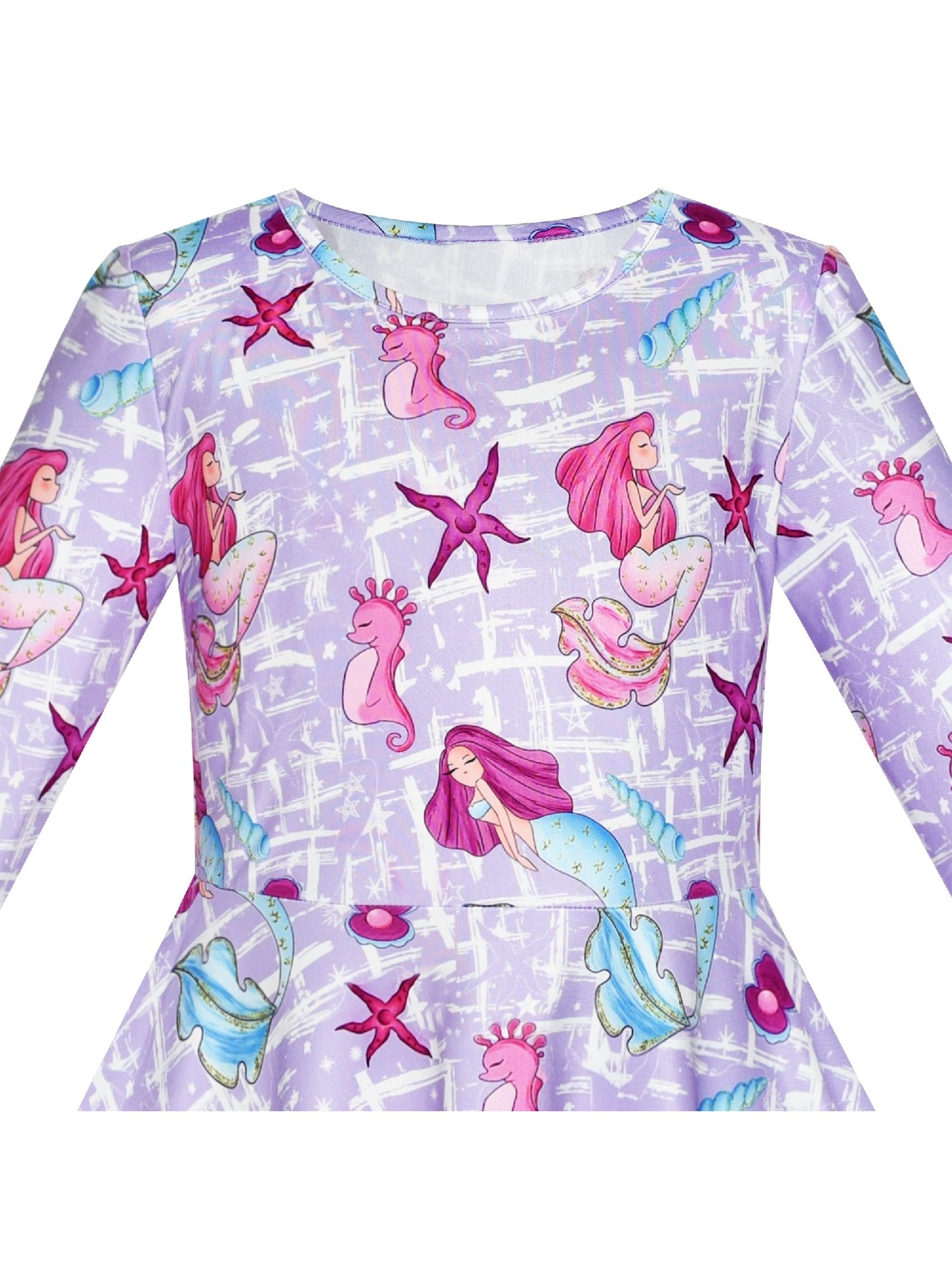 Girls Dress Unicorn Rainbow Casual Long Sleeve Multi-Color