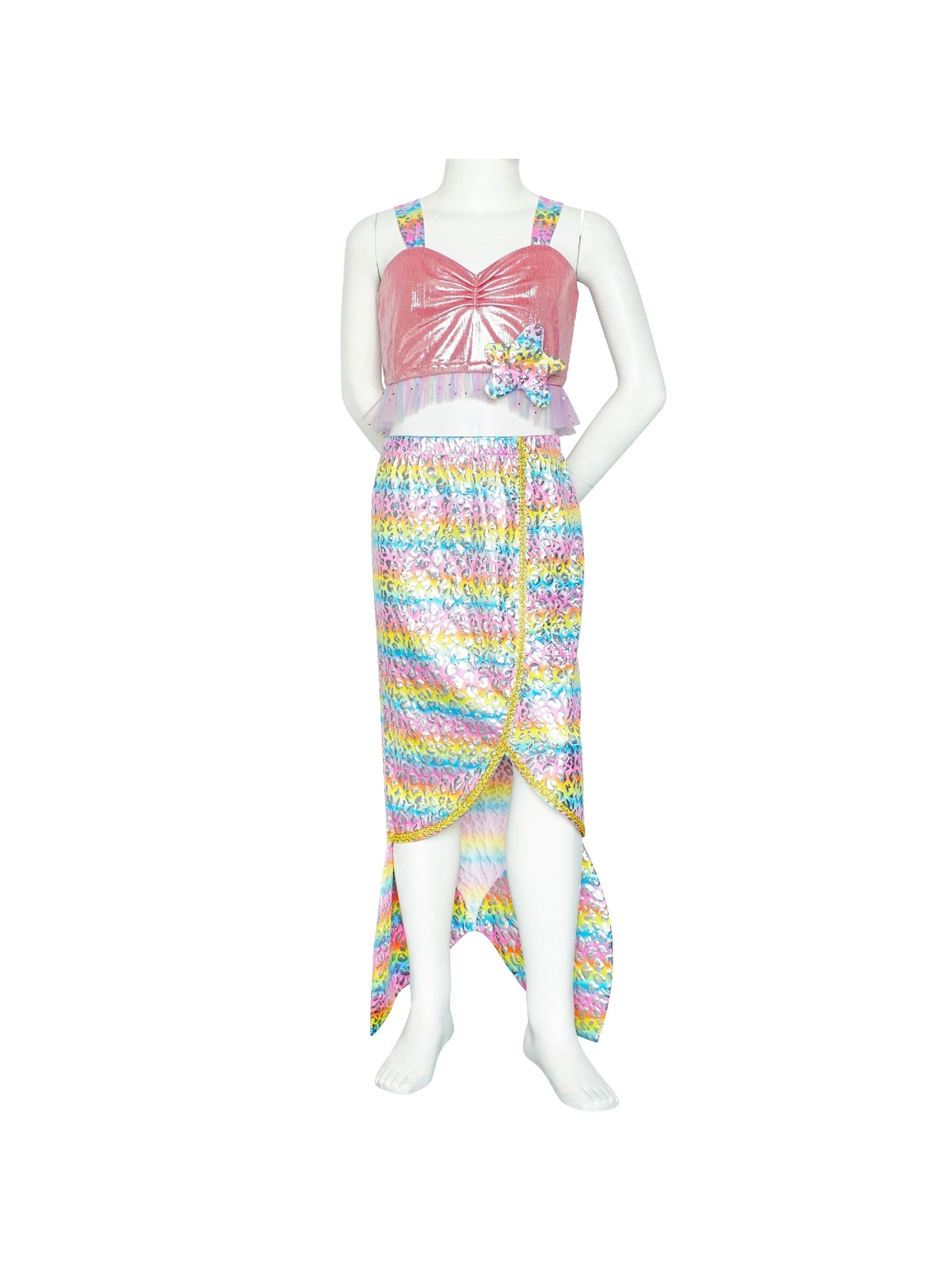 Girls Dress Mermaid Princess Costume Halloween Party Dress Pink