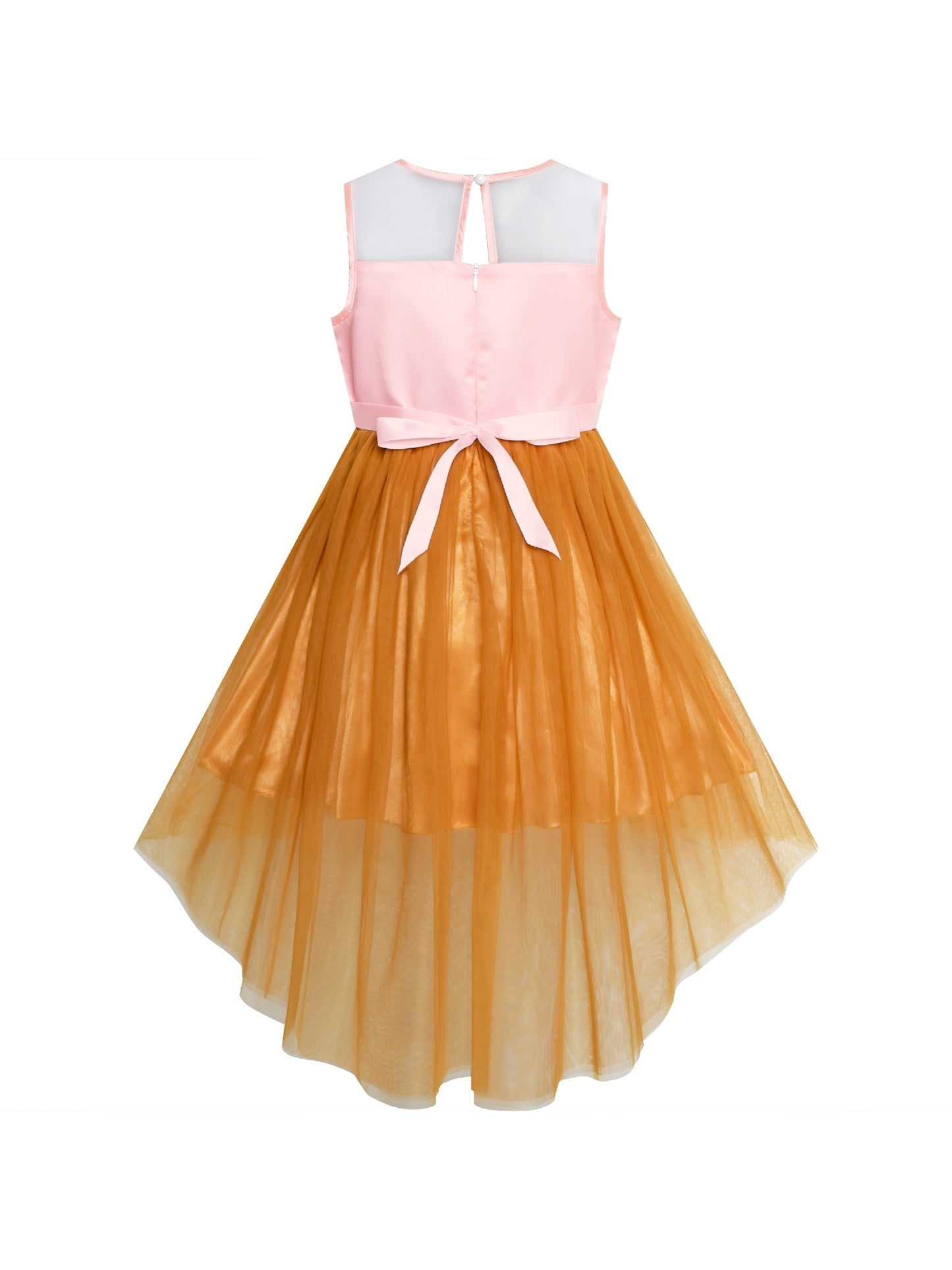 Girls Dress Satin Tulle Overlay Princess Party Purple Brown