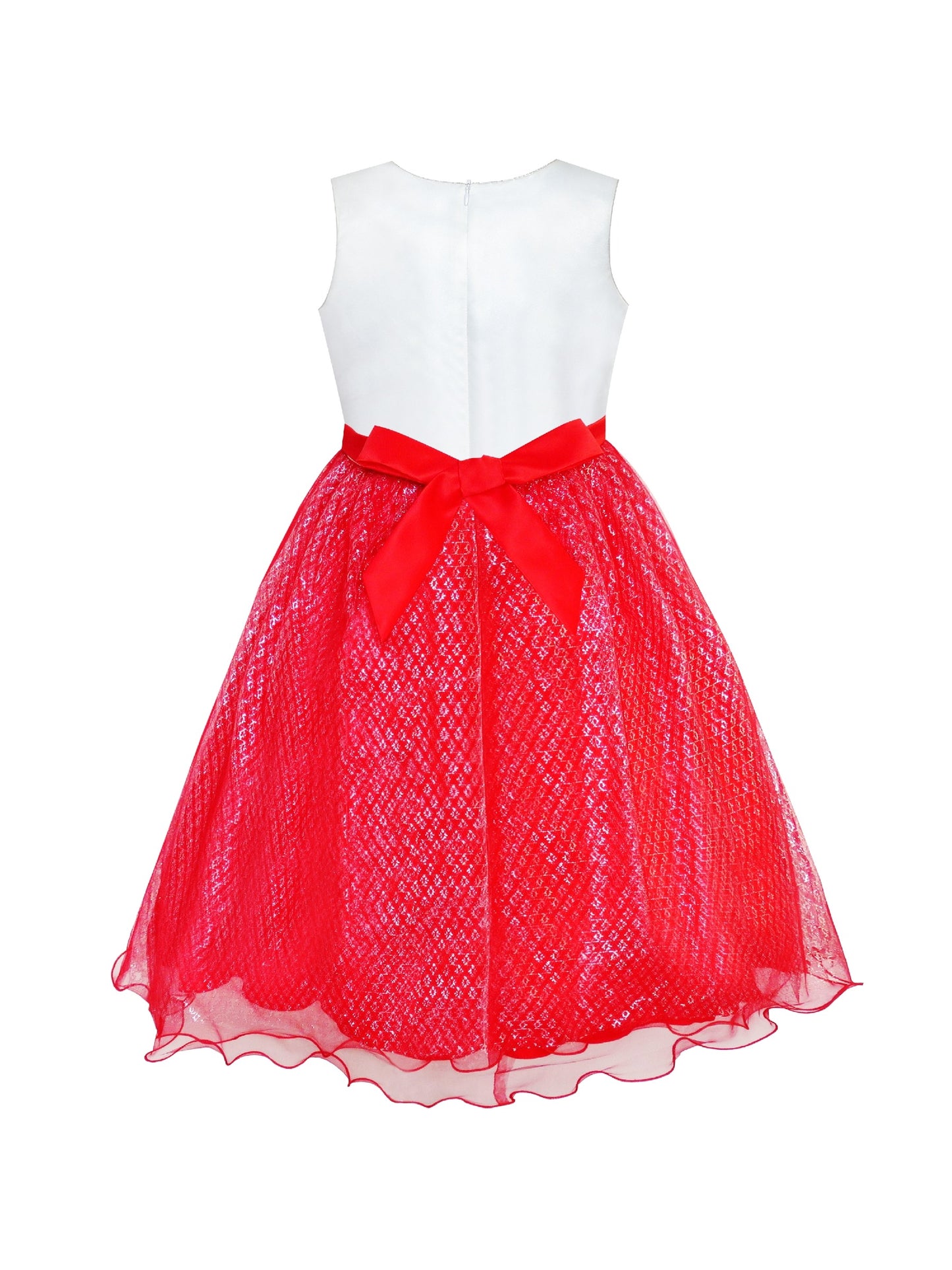 Girls Dress Red Sequin Crown Gloves Bridesmaid Wedding Pageant Red