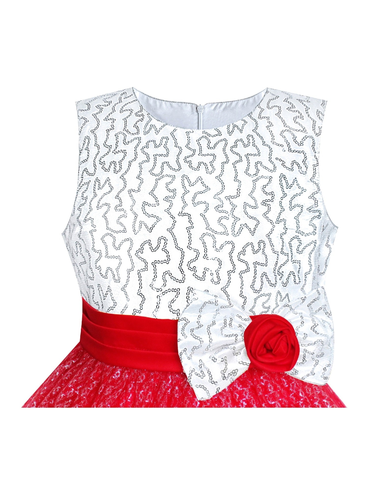 Girls Dress Red Sequin Crown Gloves Bridesmaid Wedding Pageant Red