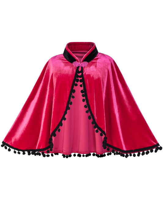 Princess Dress Up Costume Cloak Velvet Cape Red