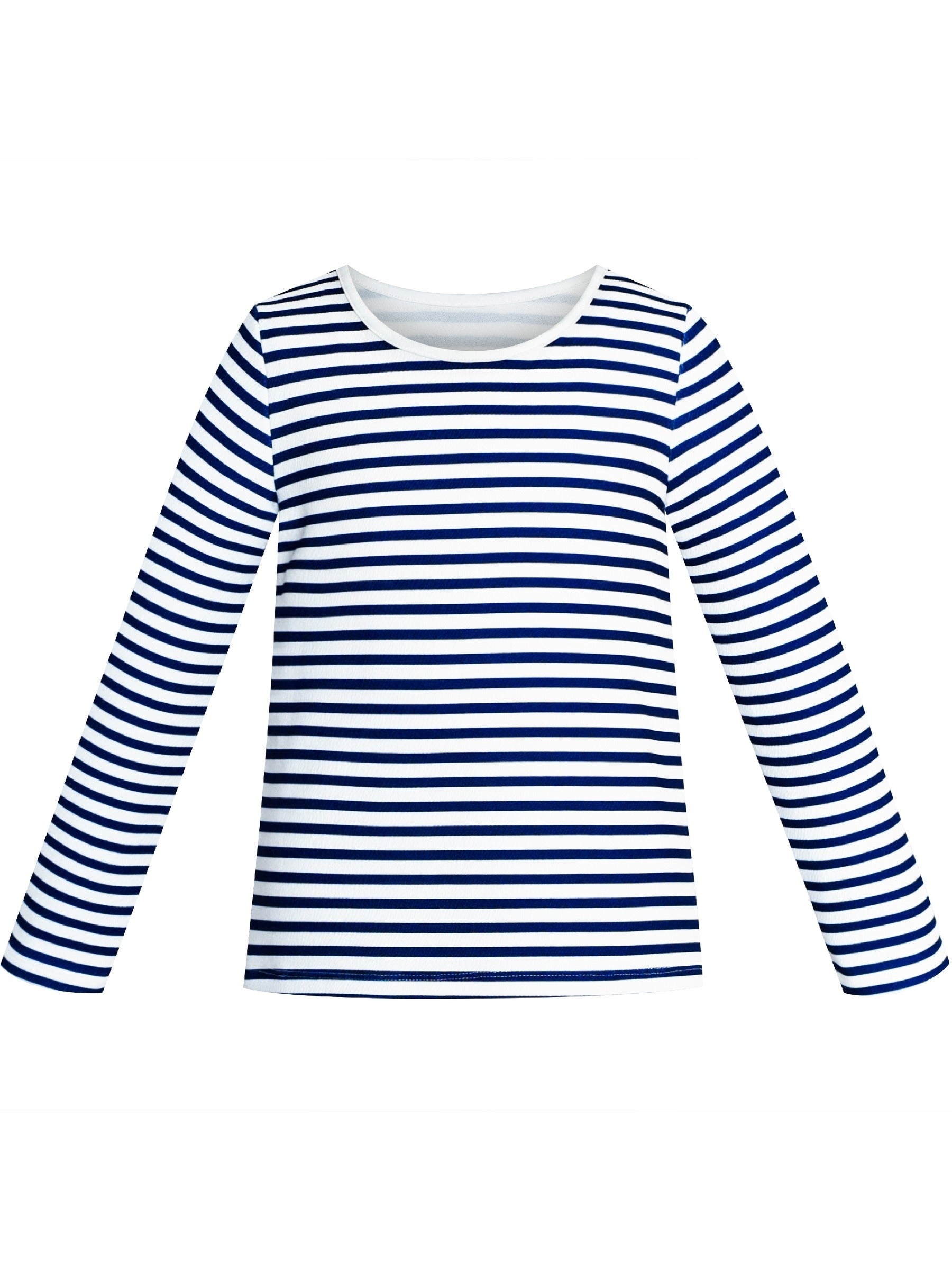 Girls T-shirt Striped School Uniform Blue