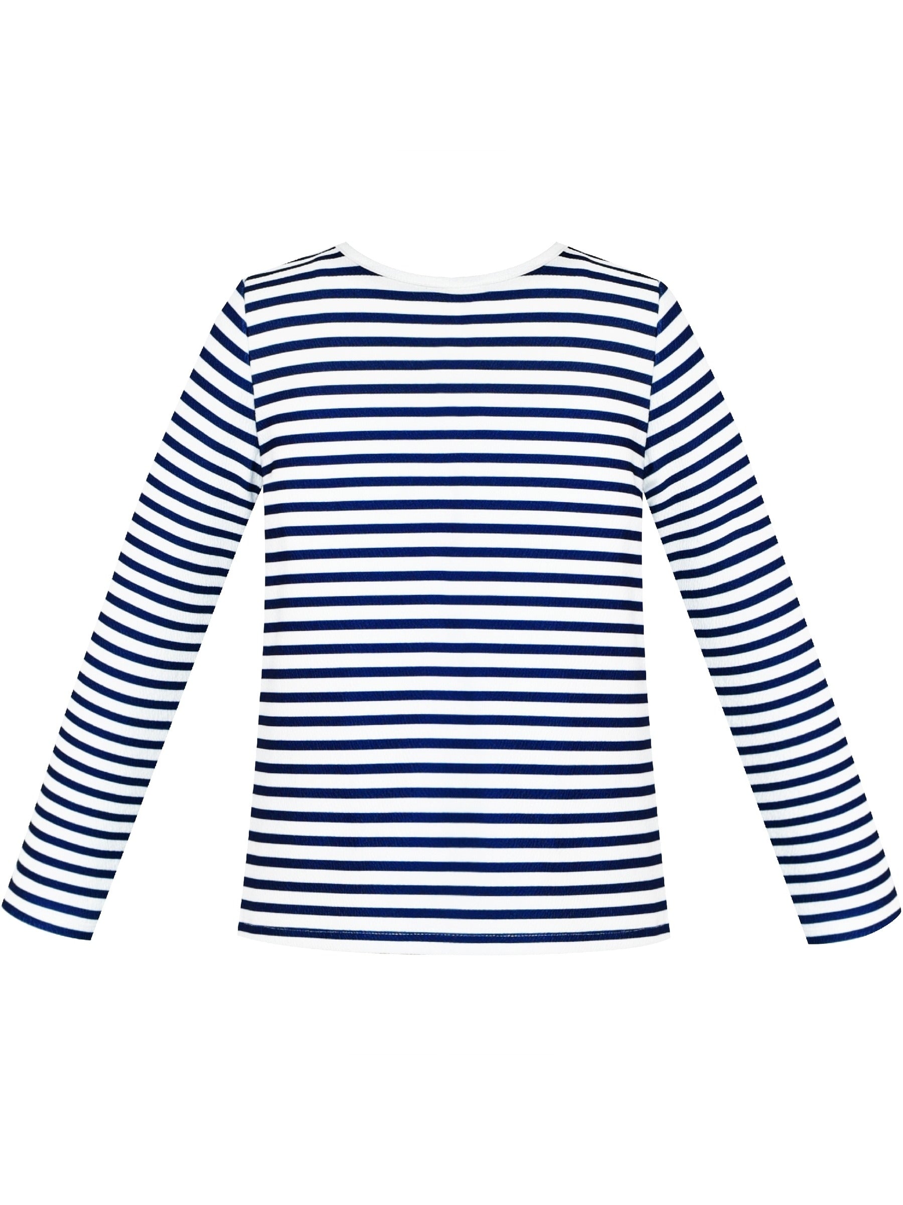 Girls T-shirt Striped School Uniform Blue