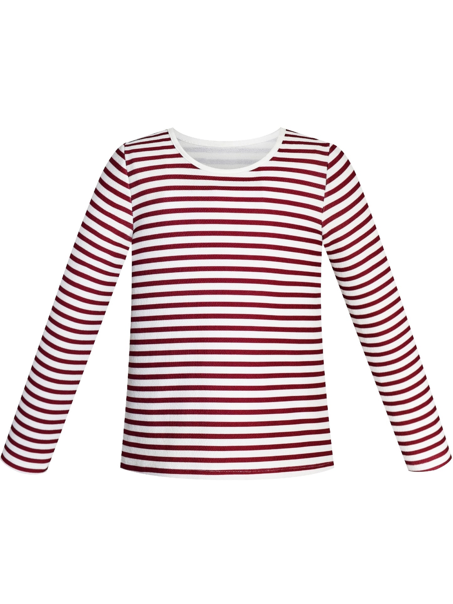 Girls T-shirt Striped School Uniform Red