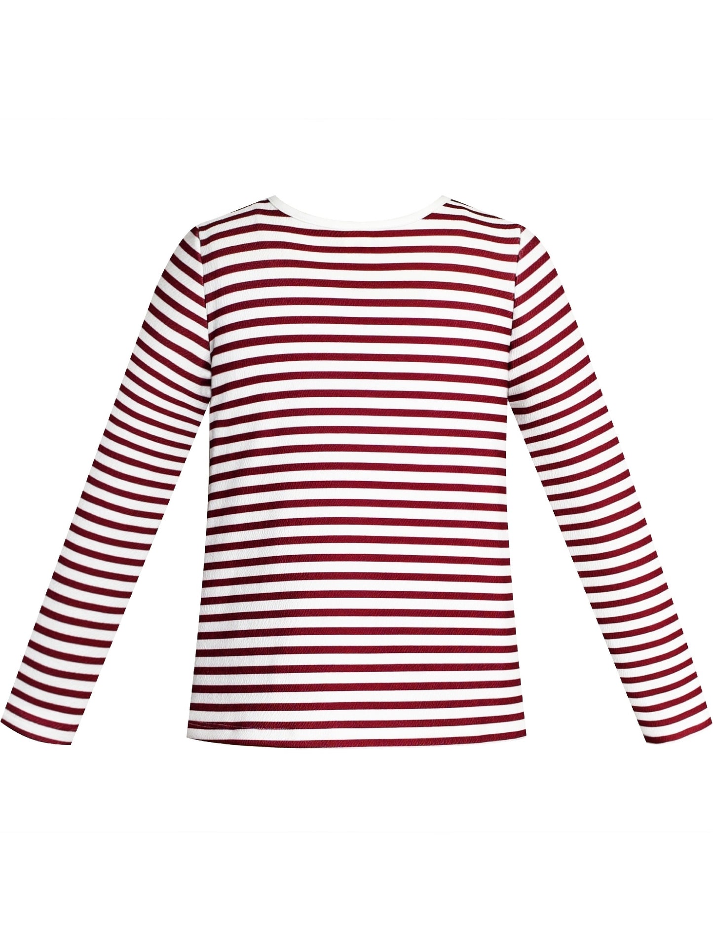 Girls T-shirt Striped School Uniform Red