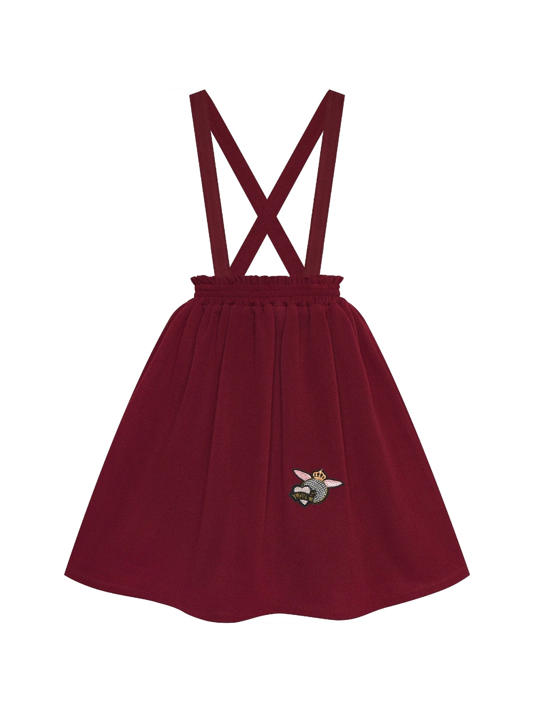 Girls Dress Suspender Skirt School Uniform Red
