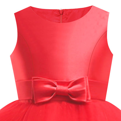 Girls Dress Sleeveless Burgundy Ball Gown Wedding Party Pageant - Red (QC81-P)
