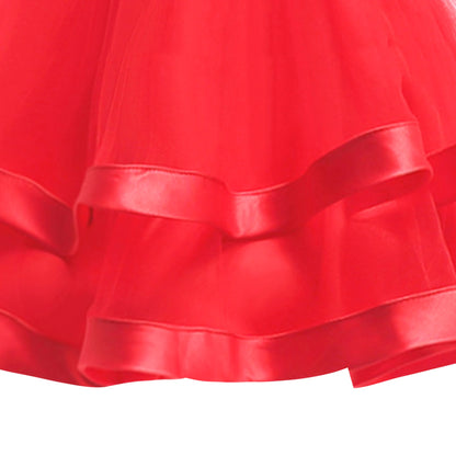 Girls Dress Sleeveless Burgundy Ball Gown Wedding Party Pageant - Red (QC81-P)