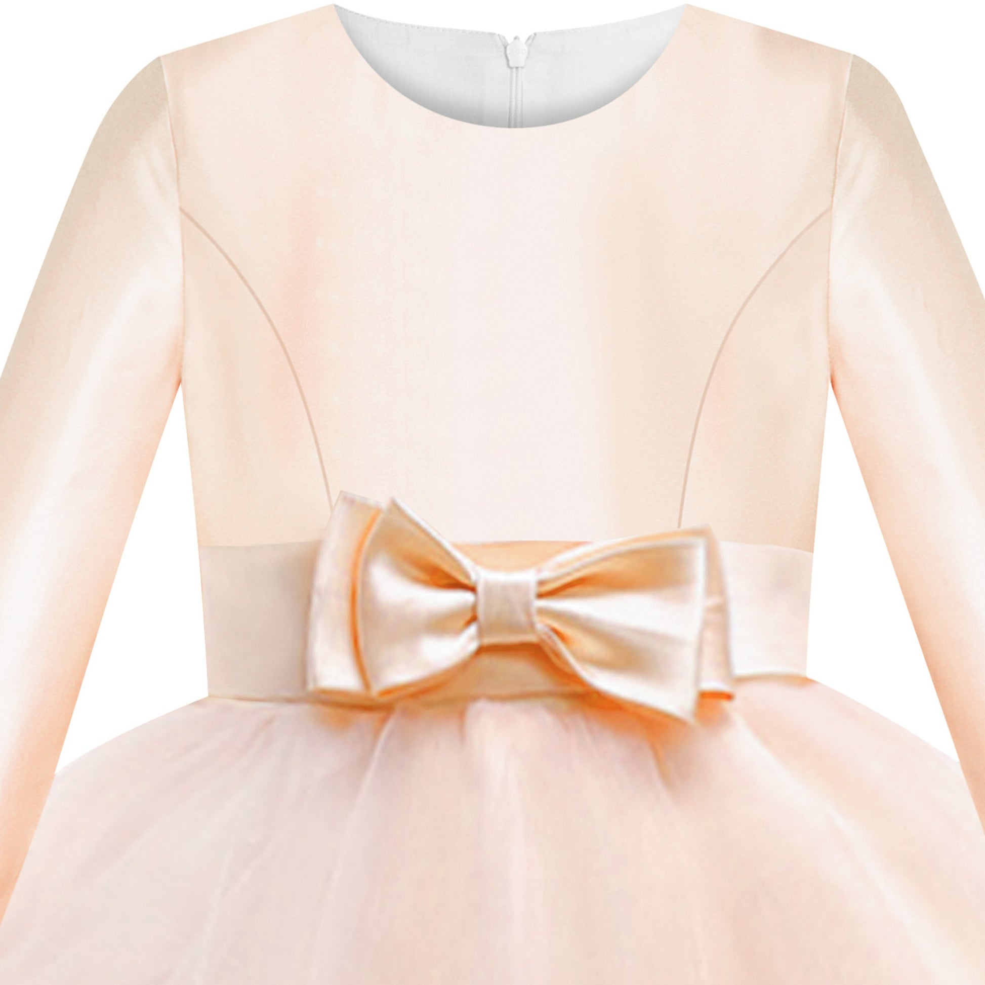 Girls Dress Long Sleeve Burgundy Ball Gown Wedding Party Pageant Beige