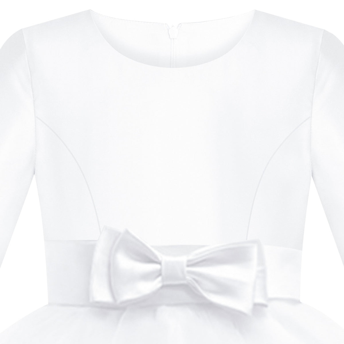 Girls Dress Long Sleeve Burgundy Ball Gown Wedding Party Pageant - White