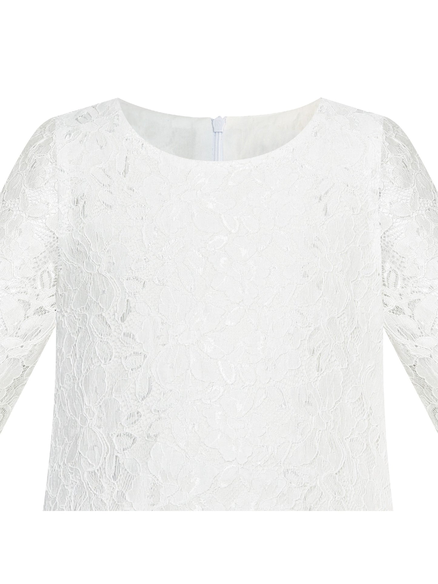 Girls Dress Lace Wave Hem Off White Elegant Party White
