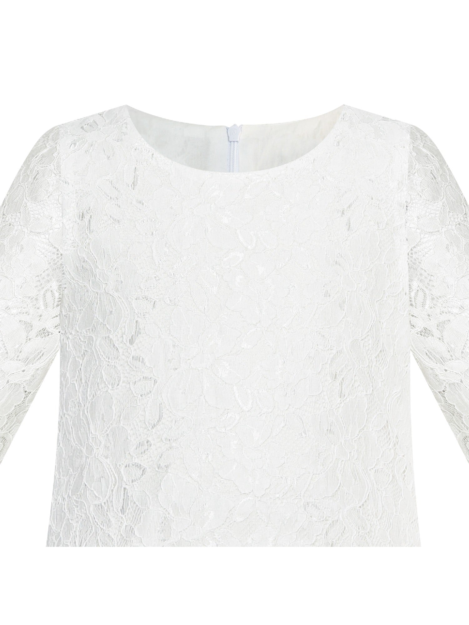 Girls Dress Lace Wave Hem Off White Elegant Party White