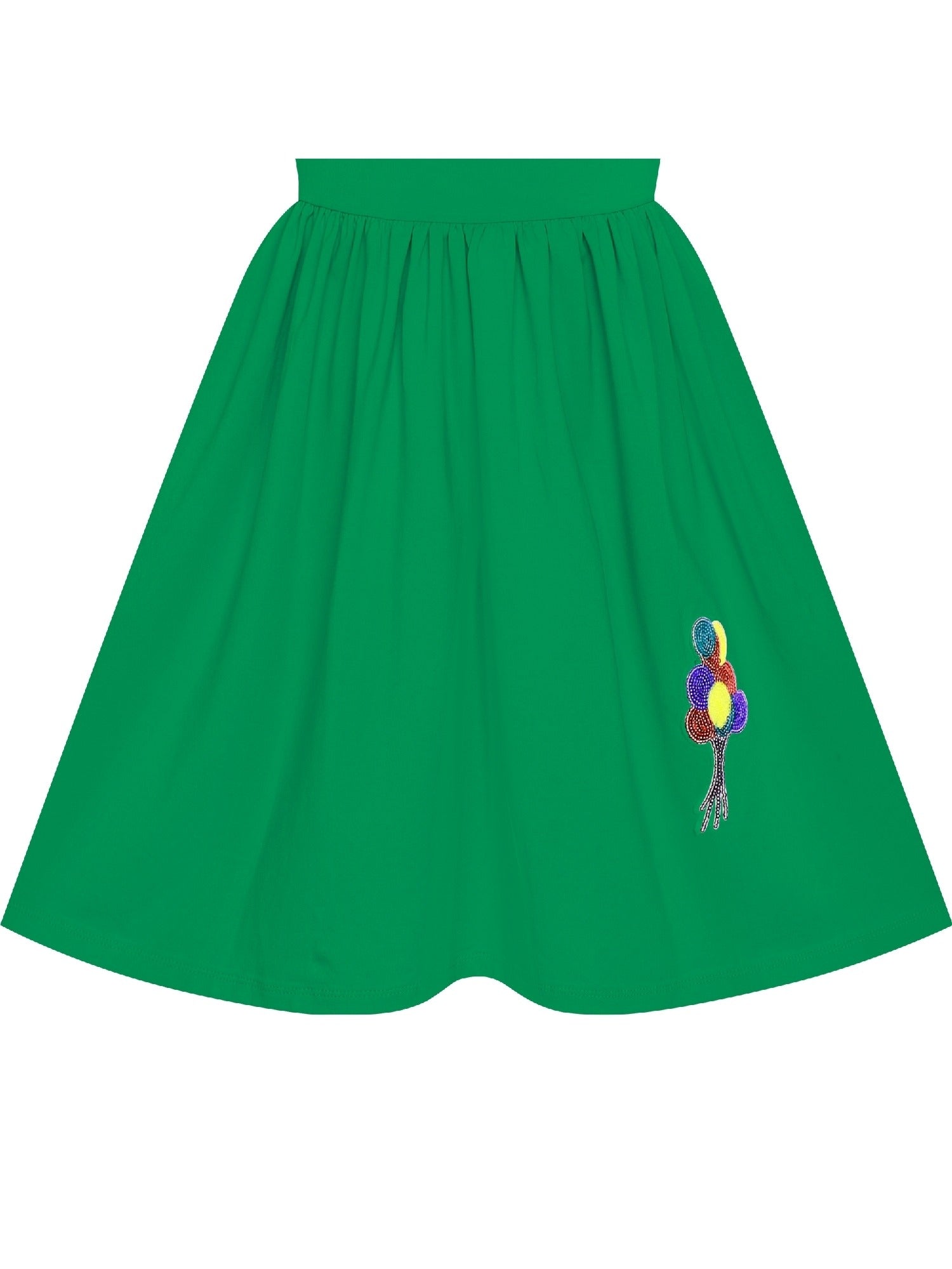 Girls Dress Deep Pink Casual Cotton Flying Sleeve Balloon Green