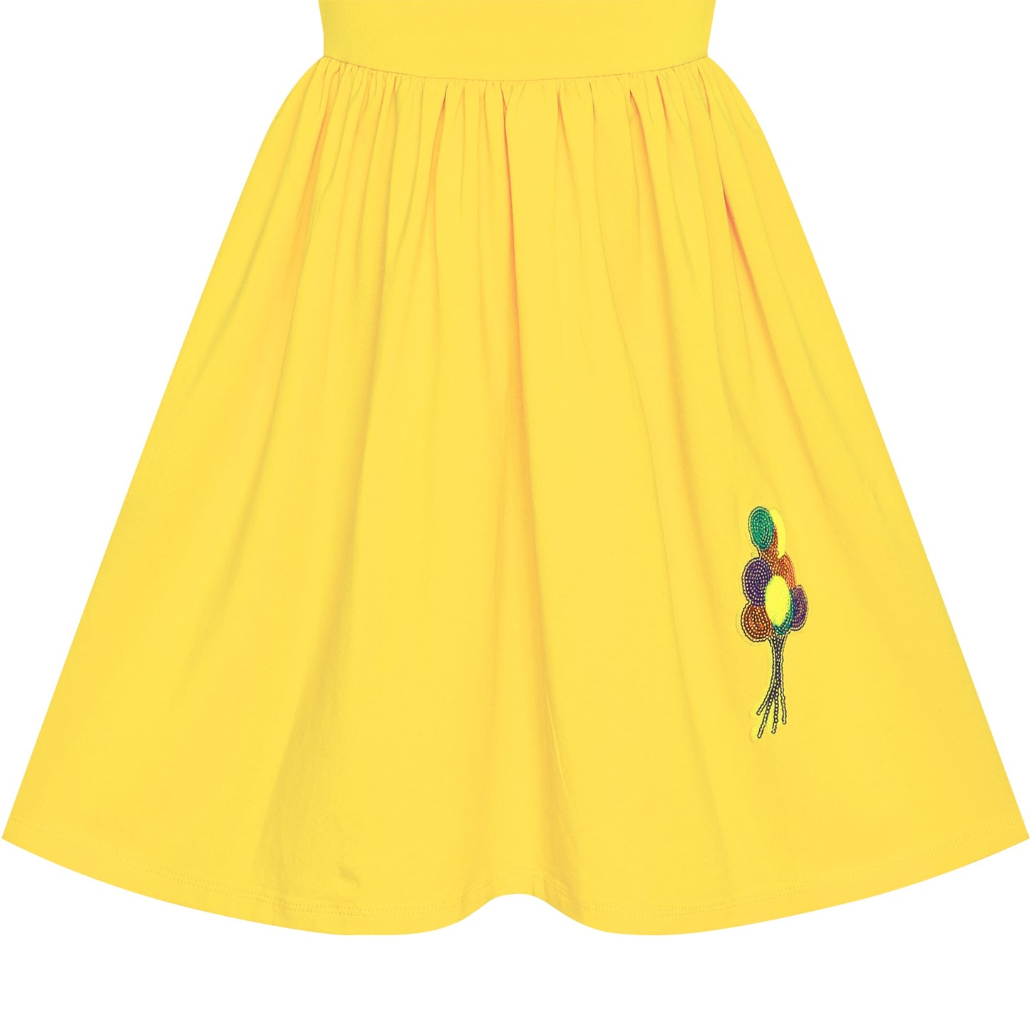Girls Dress Deep Pink Casual Cotton Flying Sleeve Balloon Yellow