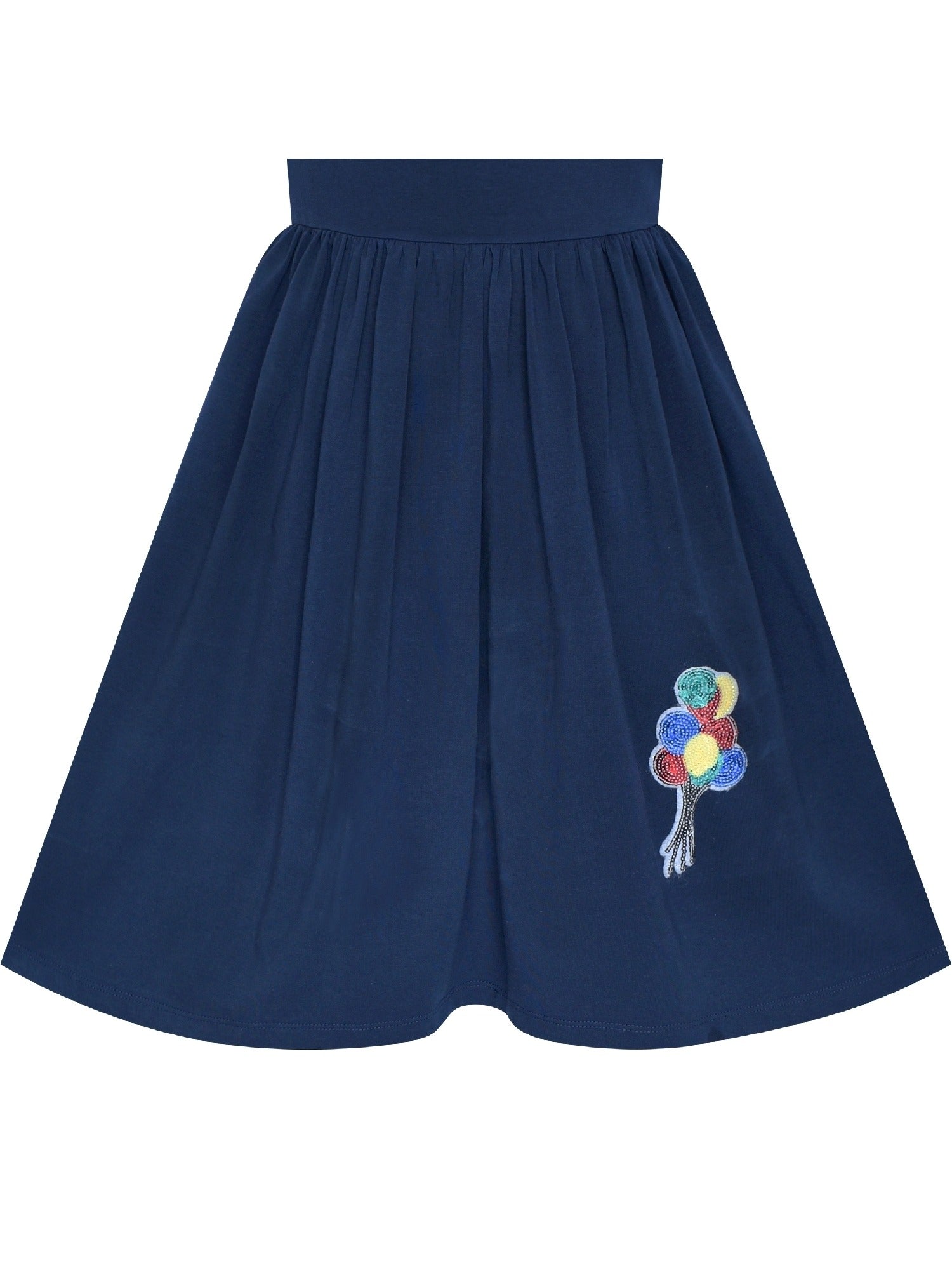 Girls Dress Deep Pink Casual Cotton Flying Sleeve Balloon Blue