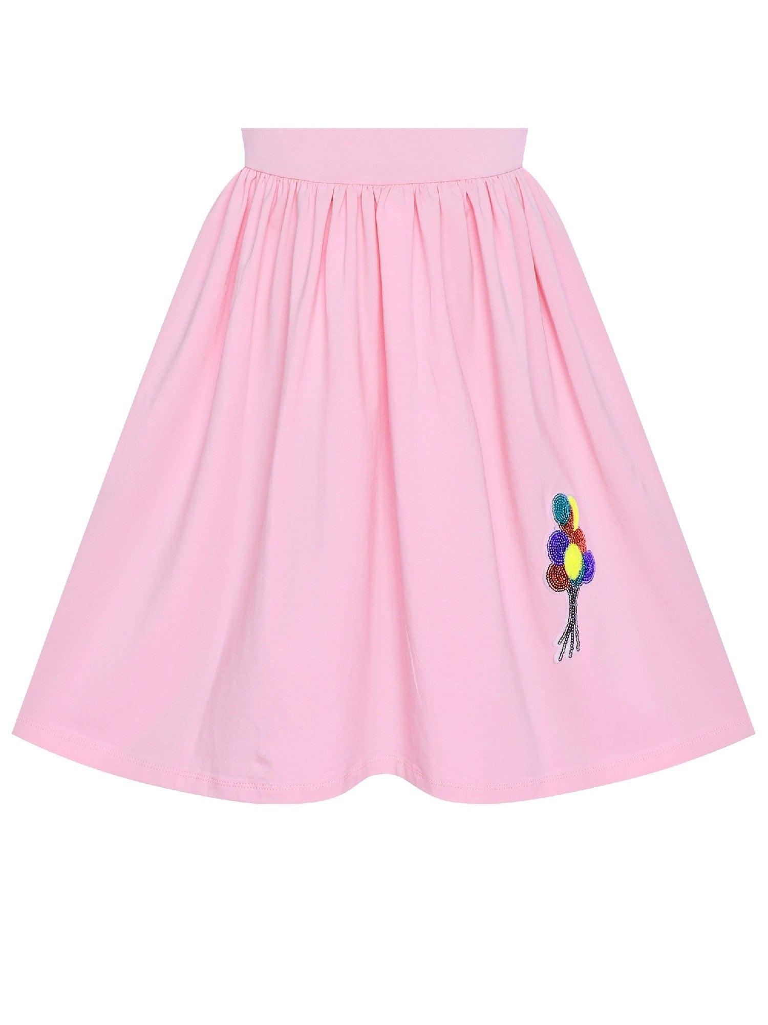 Girls Dress Deep Pink Casual Cotton Flying Sleeve Balloon Pink