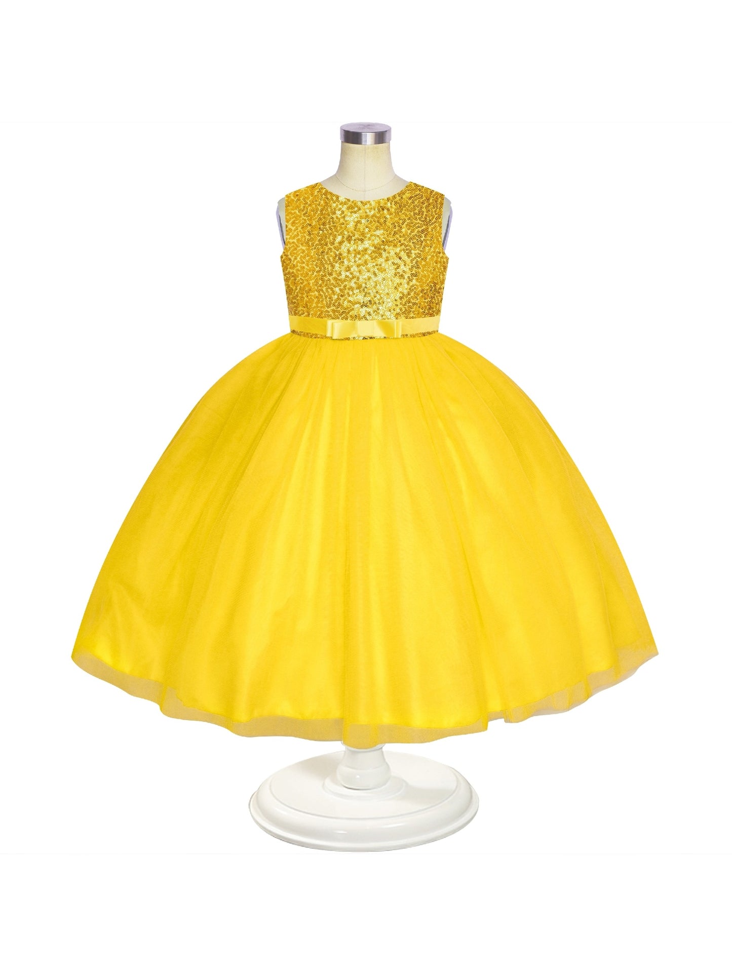 Flower Girl Dress Sleeveless Black Ball Gown Wedding Pageant Yellow