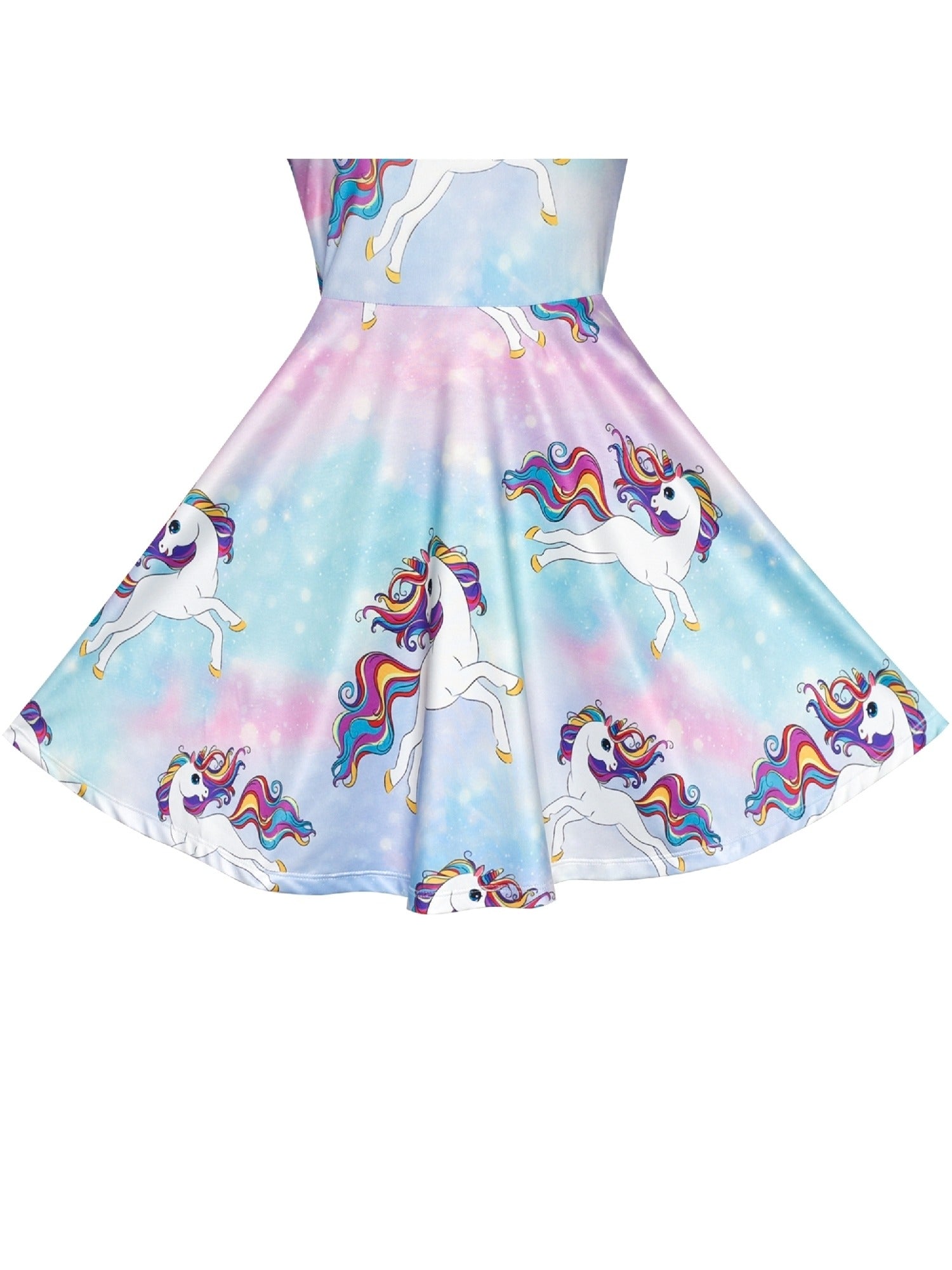 Girls Dress Blue Unicorn Short Sleeve Casual Dress Purple