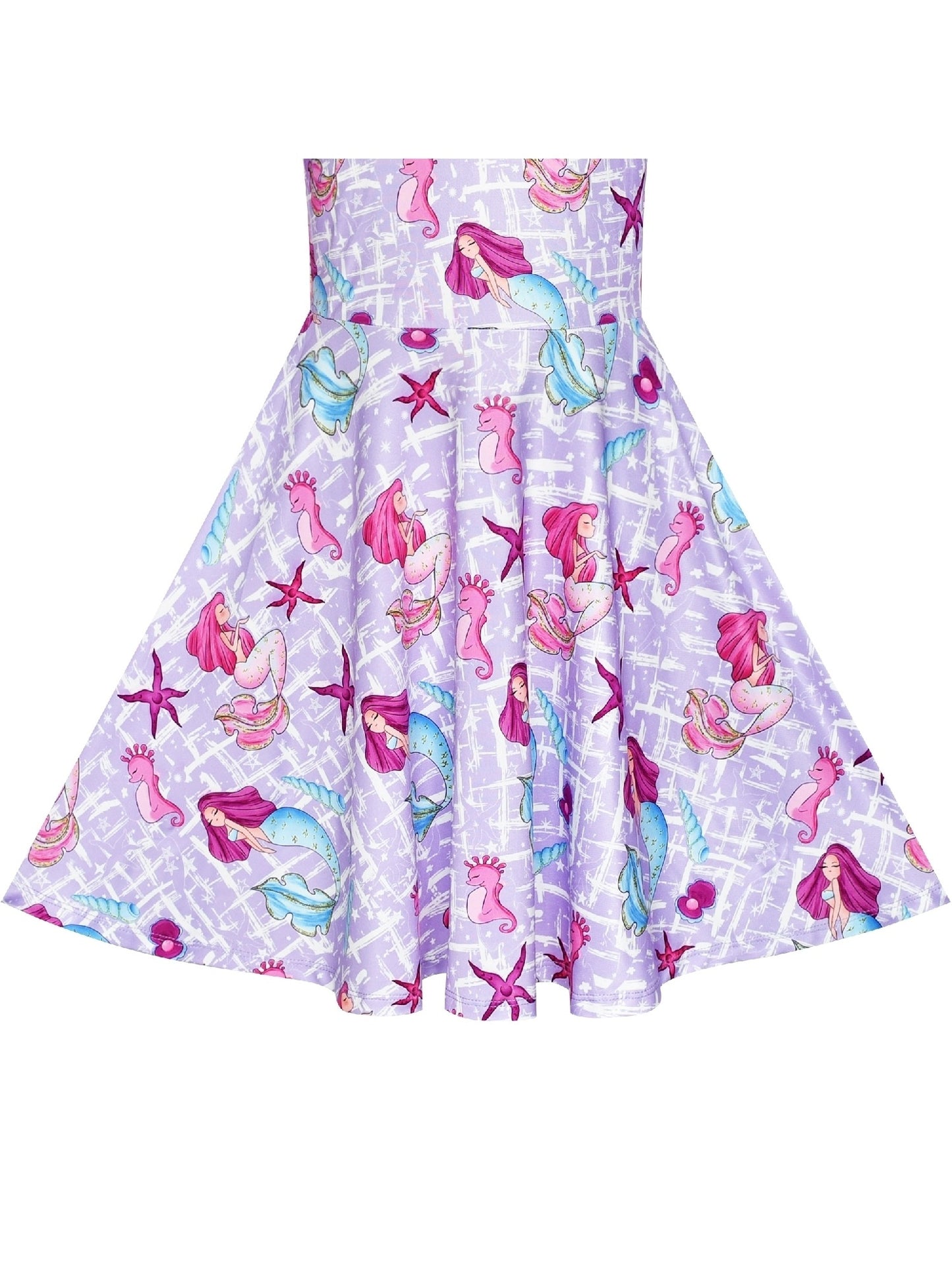 Girls Dress Blue Unicorn Short Sleeve Casual Dress Purple