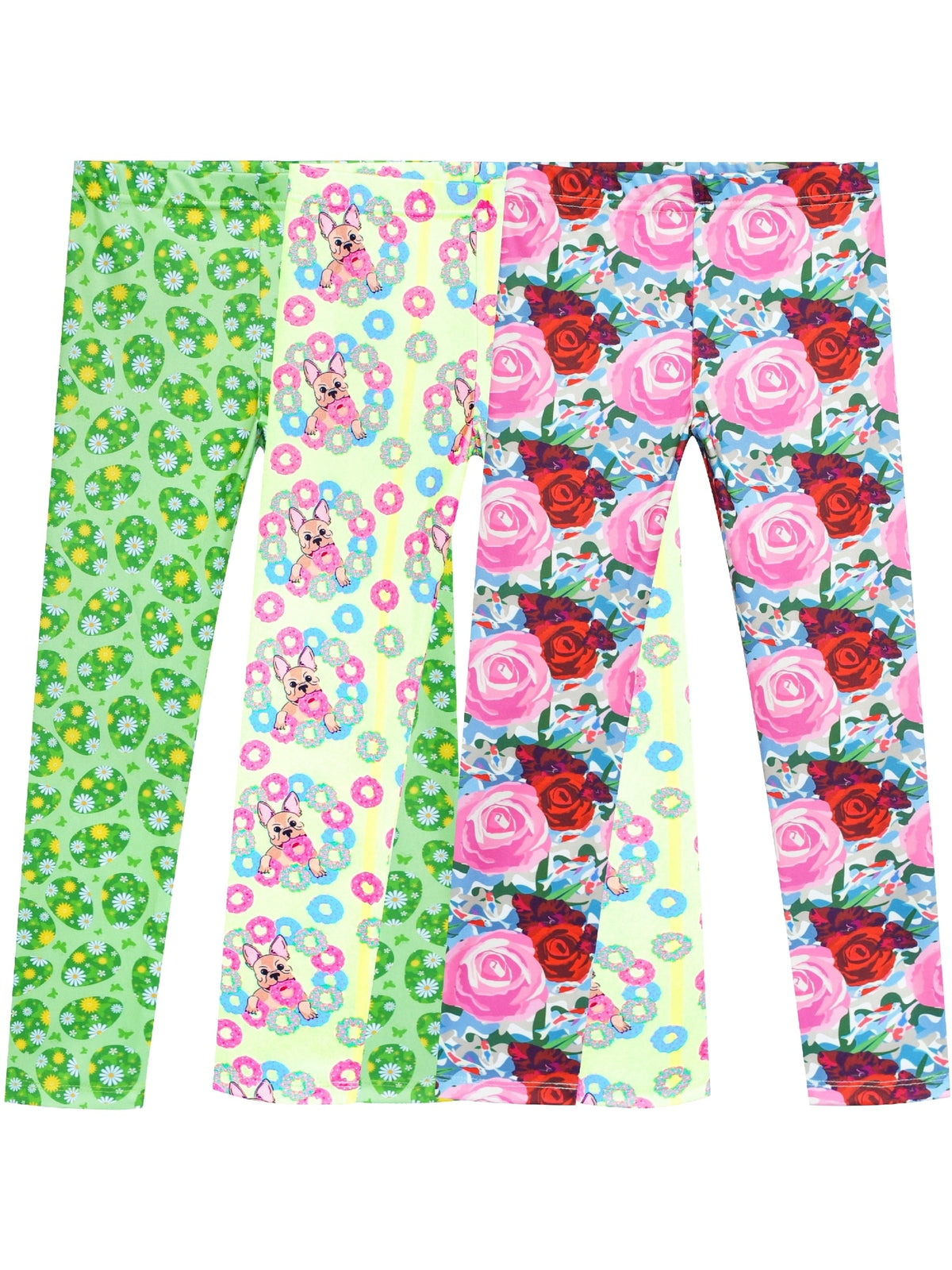 Girls Pants 3-Pack Cotton Leggings Stretchy Toddler Kids Multi-Color