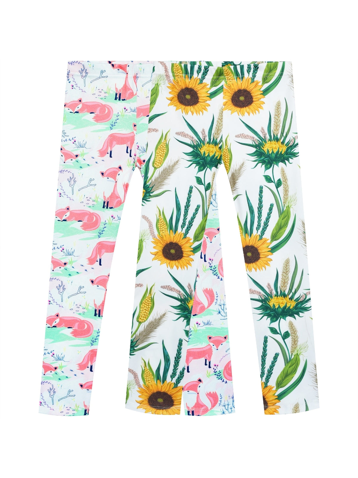 Girls Pants 3-Pack Cotton Leggings Stretchy Toddler Kids Multi-Color