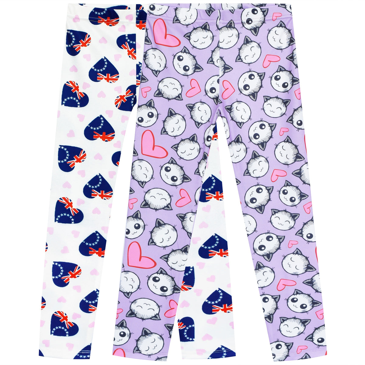 Girls Pants 3-Pack Cotton Leggings Stretchy Toddler Kids Multi-Color