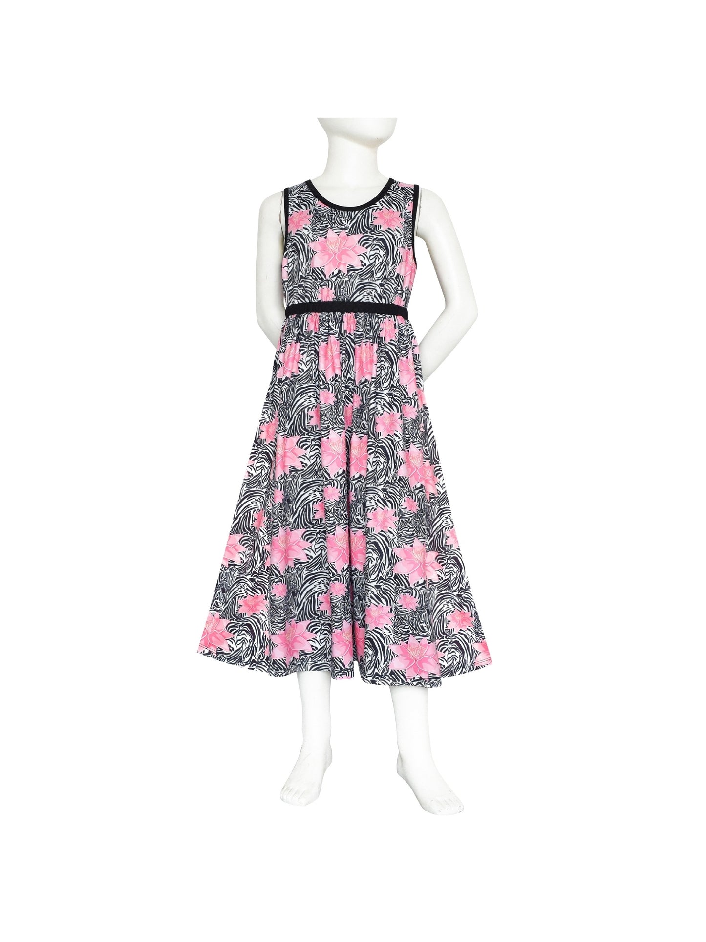 Girls Dress Tie Back Blue Butterfly Casual Dress Party Pink