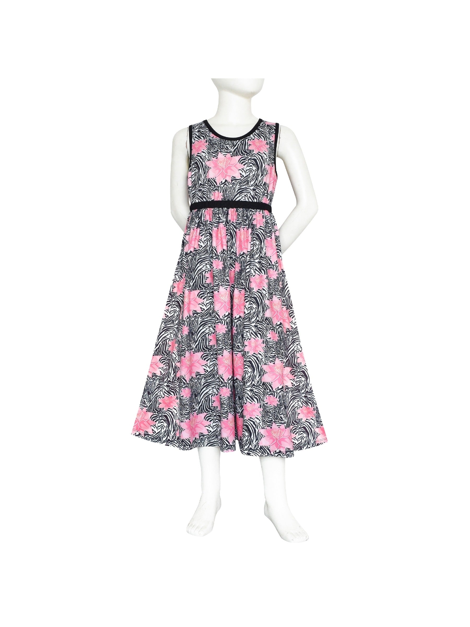 Girls Dress Tie Back Blue Butterfly Casual Dress Party Pink