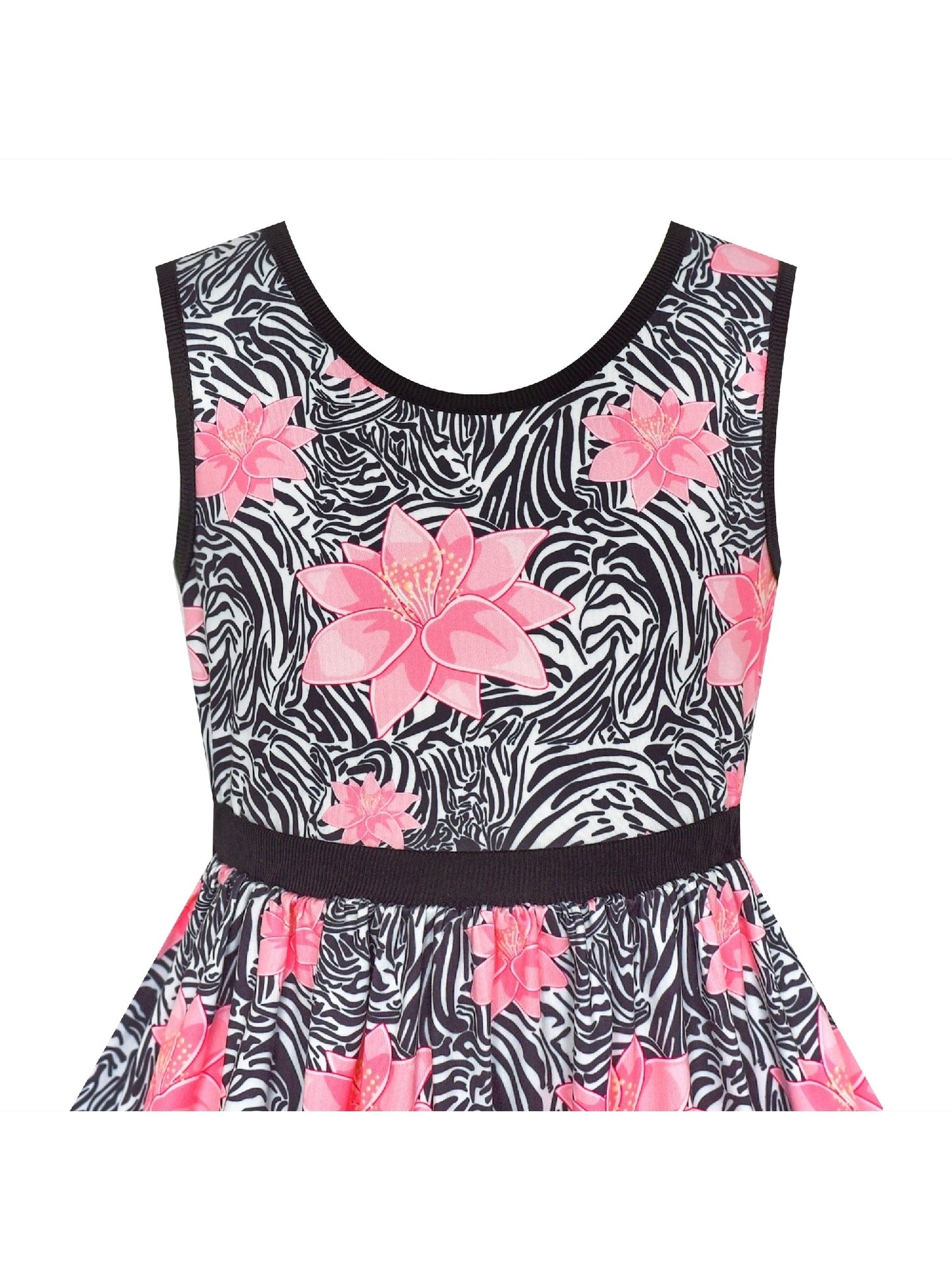 Girls Dress Tie Back Blue Butterfly Casual Dress Party Pink