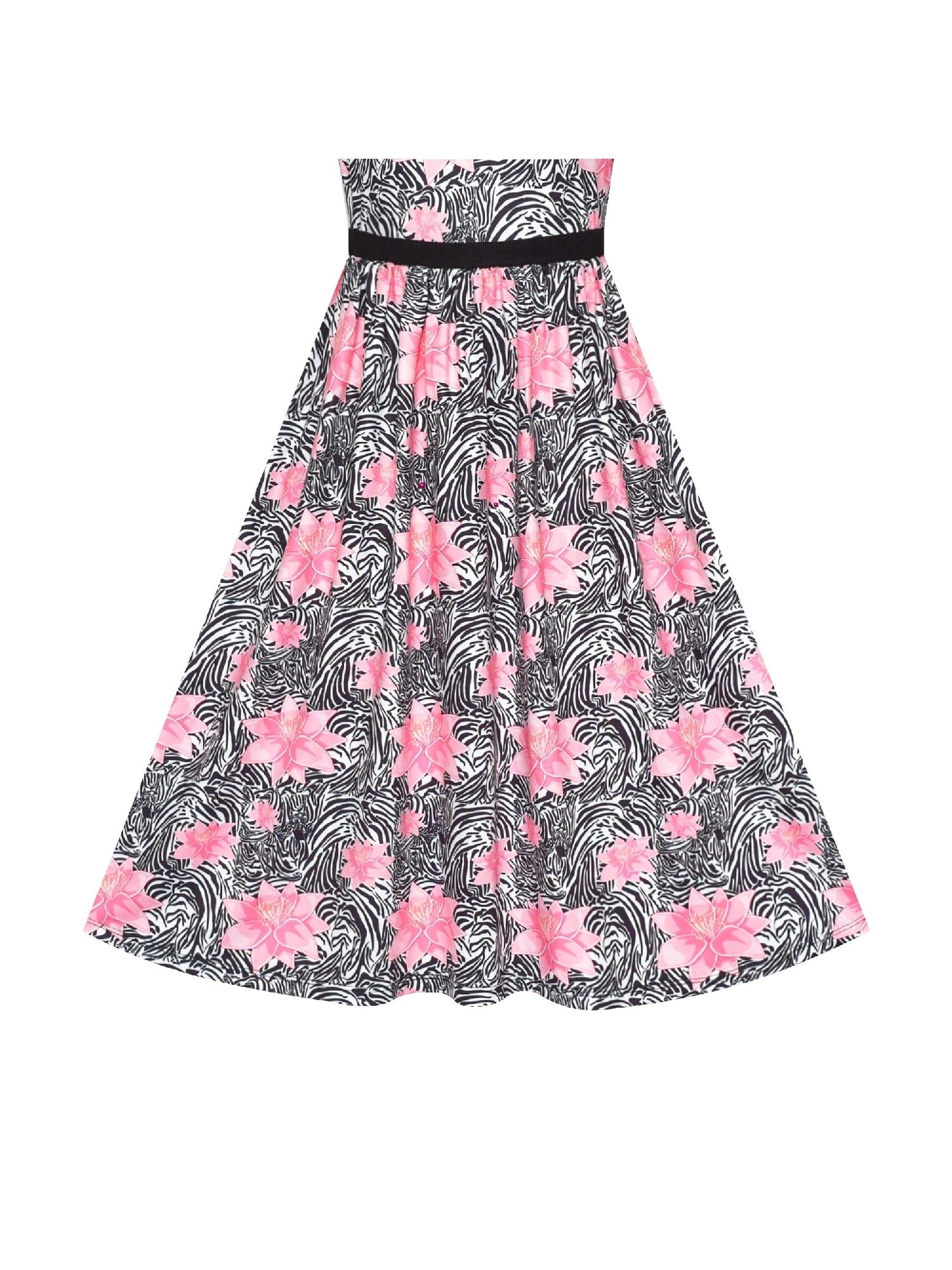 Girls Dress Tie Back Blue Butterfly Casual Dress Party Pink