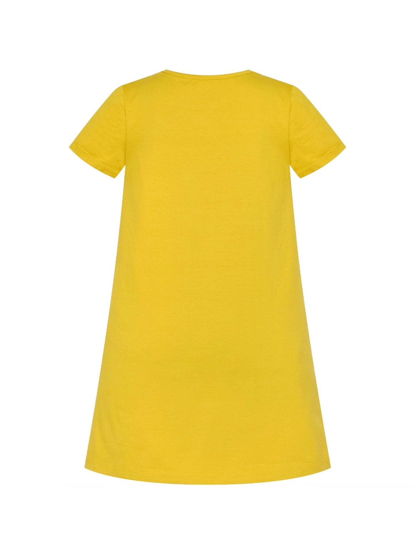 Girls Dress Cotton Casual Star Embroidered Violet Yellow Yellow
