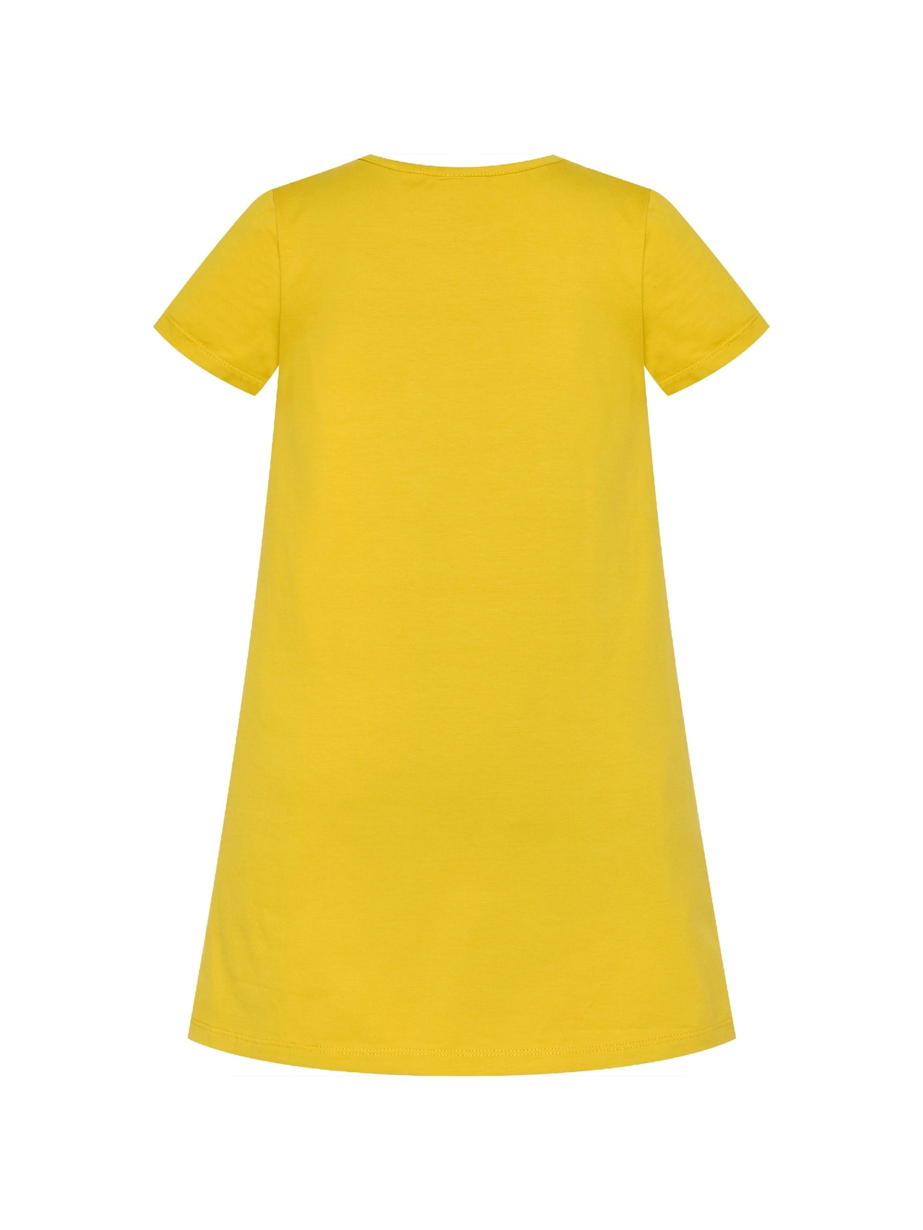 Girls Dress Cotton Casual Star Embroidered Violet Yellow Yellow