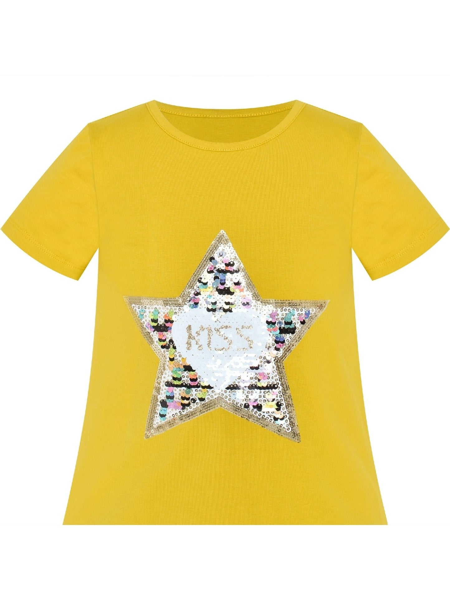 Girls Dress Cotton Casual Star Embroidered Violet Yellow Yellow