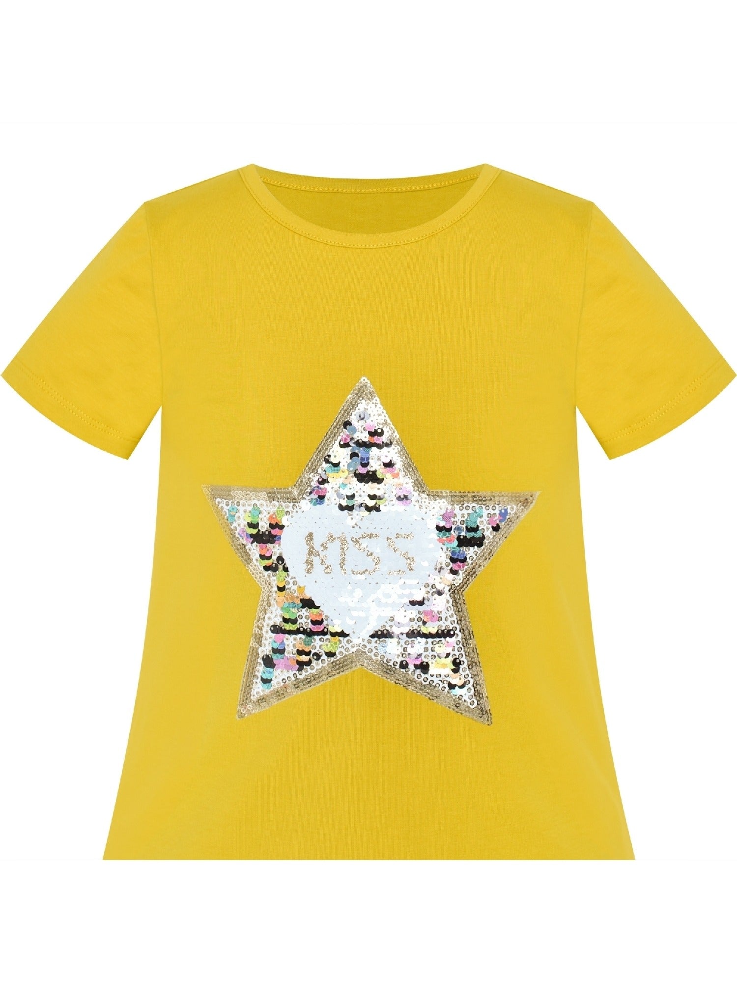 Girls Dress Cotton Casual Star Embroidered Violet Yellow Yellow