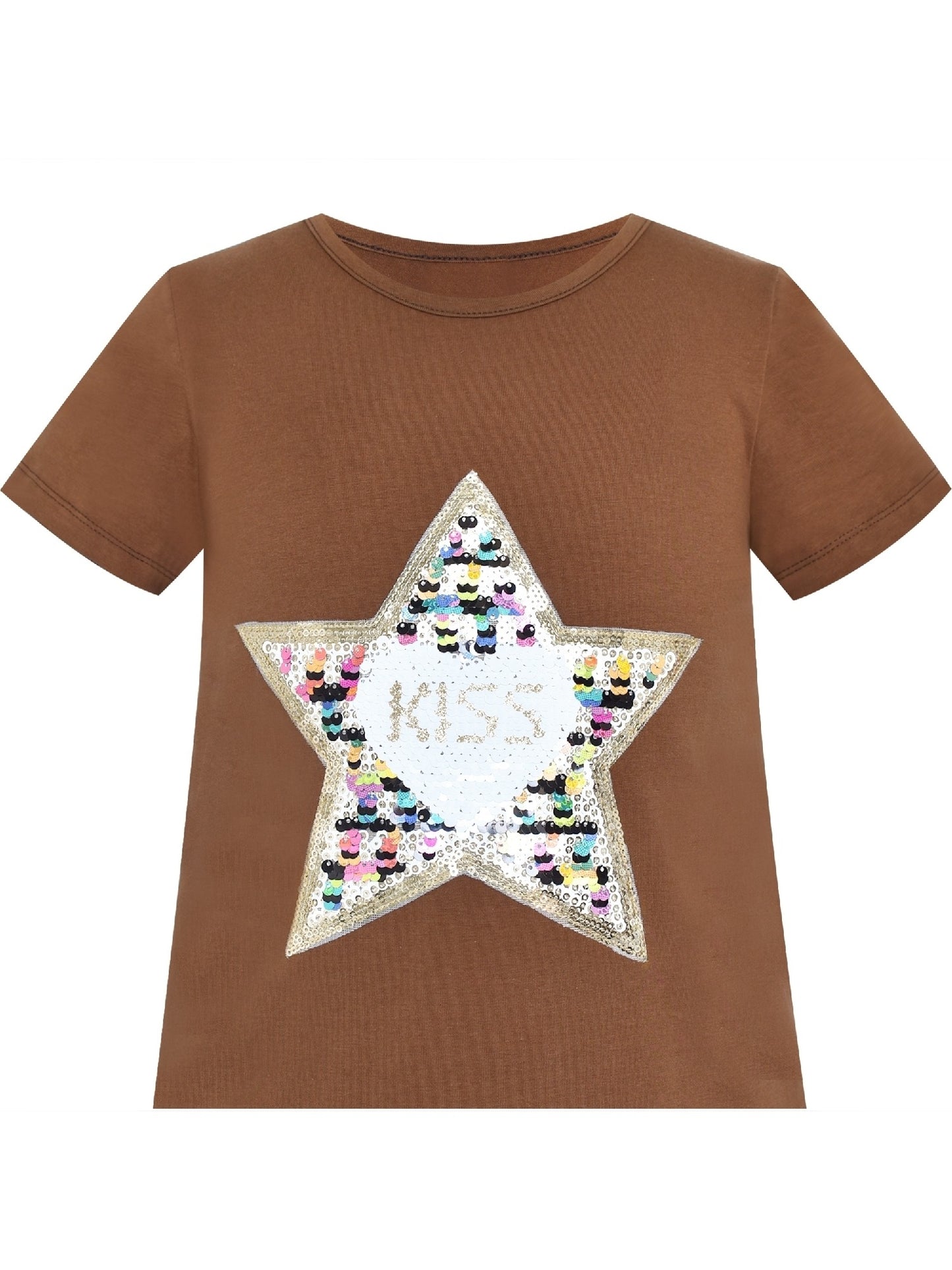 Girls Dress Cotton Casual Star Embroidered Violet Yellow Brown