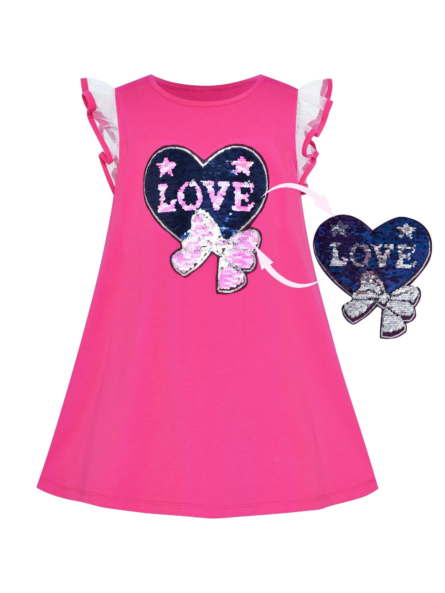 Girls Dress Cotton Casual Star Embroidered Violet Yellow Pink