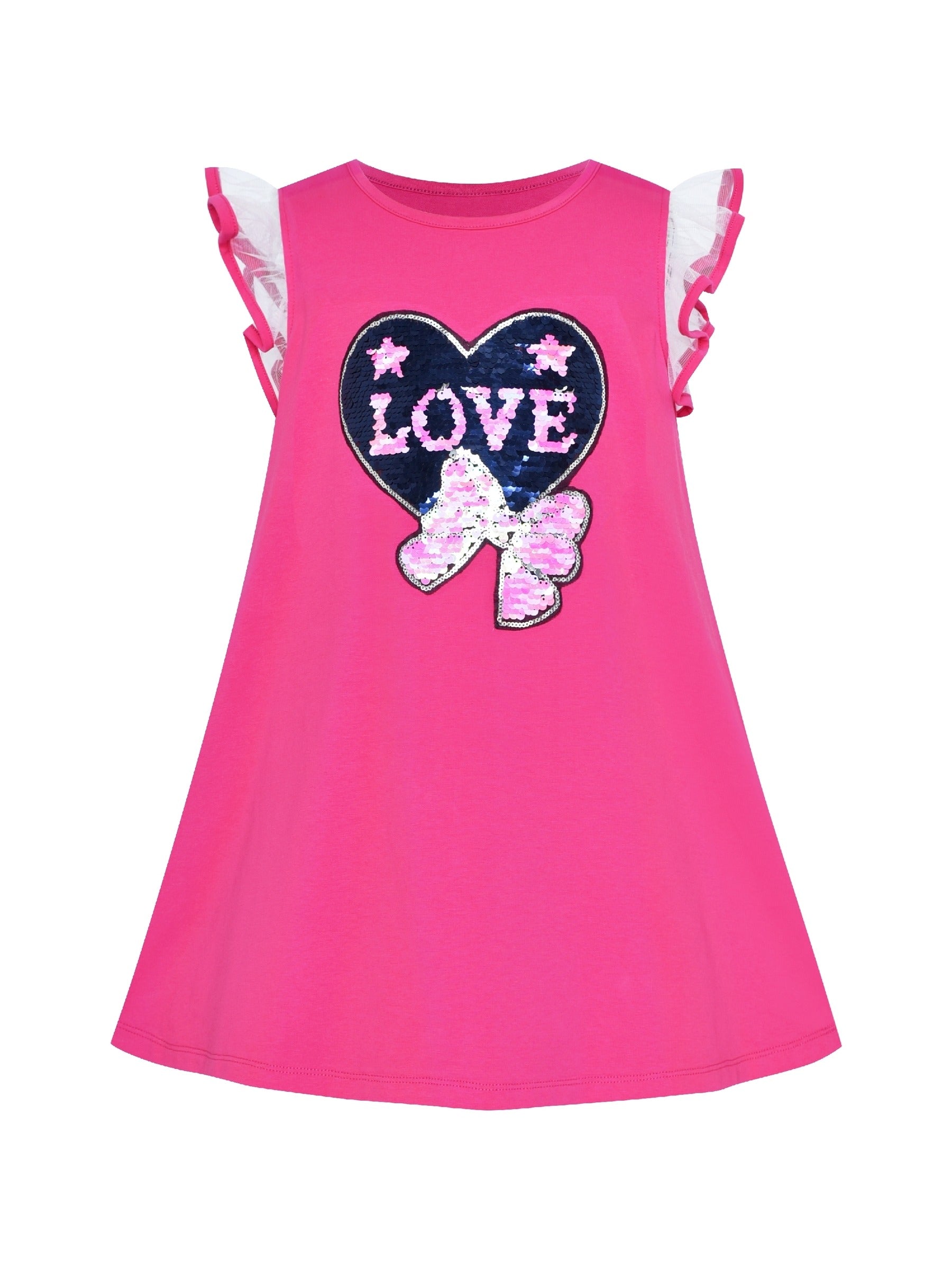 Girls Dress Cotton Casual Star Embroidered Violet Yellow Pink