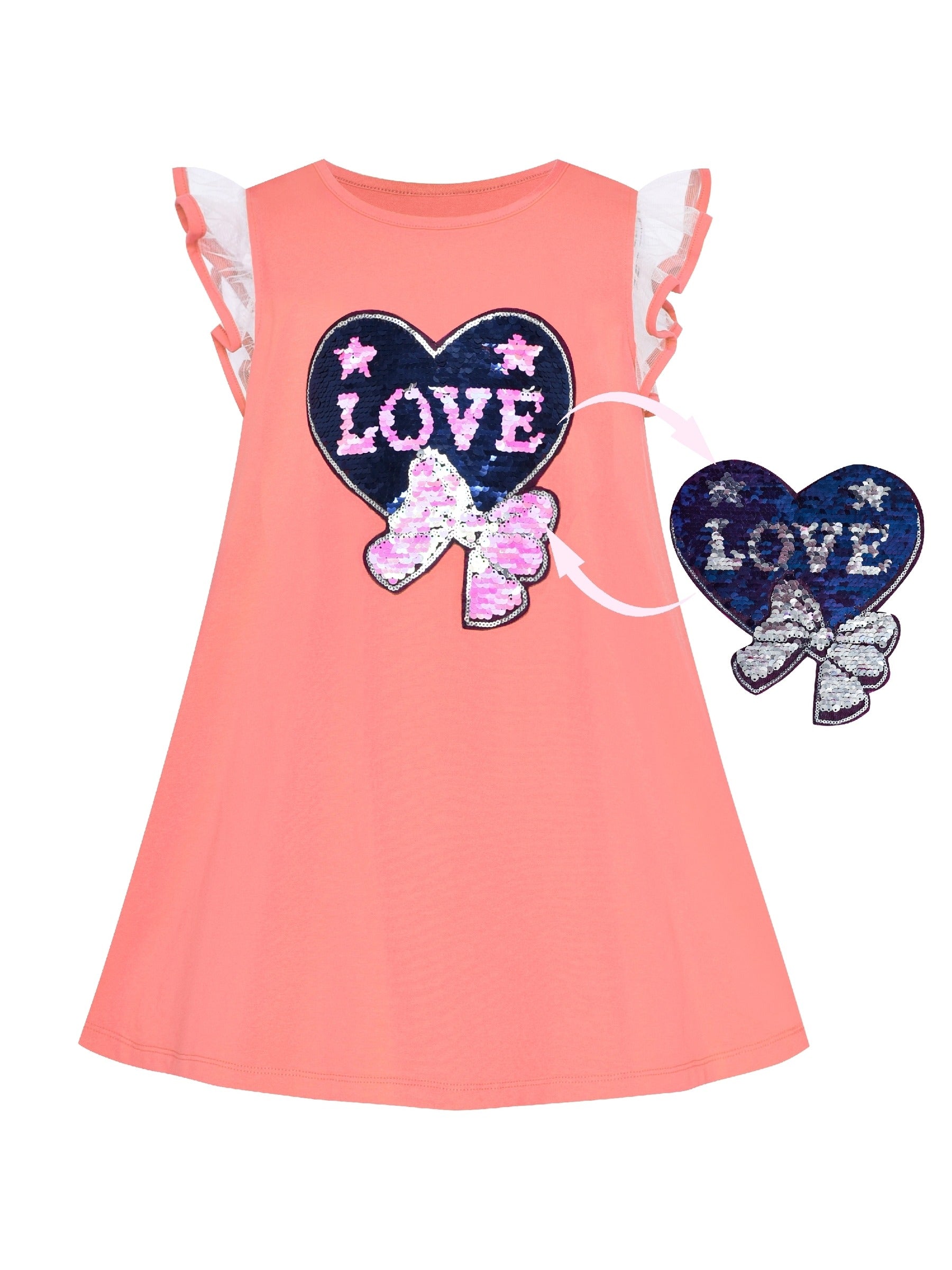 Girls Dress Cotton Casual Star Embroidered Violet Yellow Pink