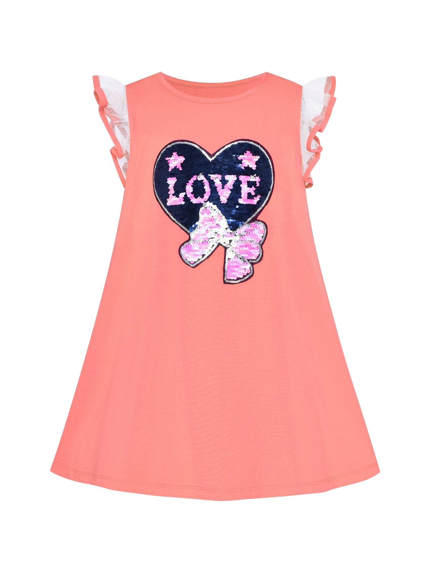 Girls Dress Cotton Casual Star Embroidered Violet Yellow Pink