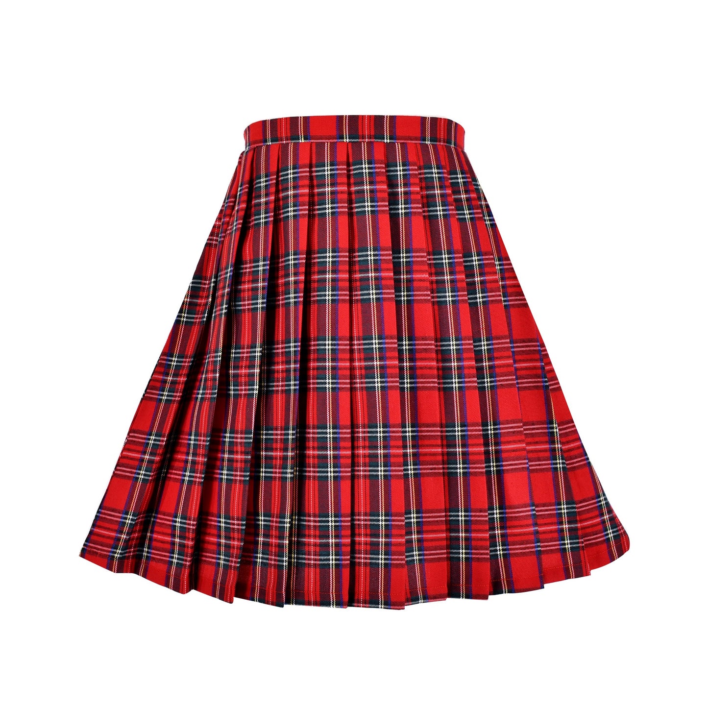 Girls Skirt Kids School Uniform Set Red Tartan Pleated Hem Skirt Red