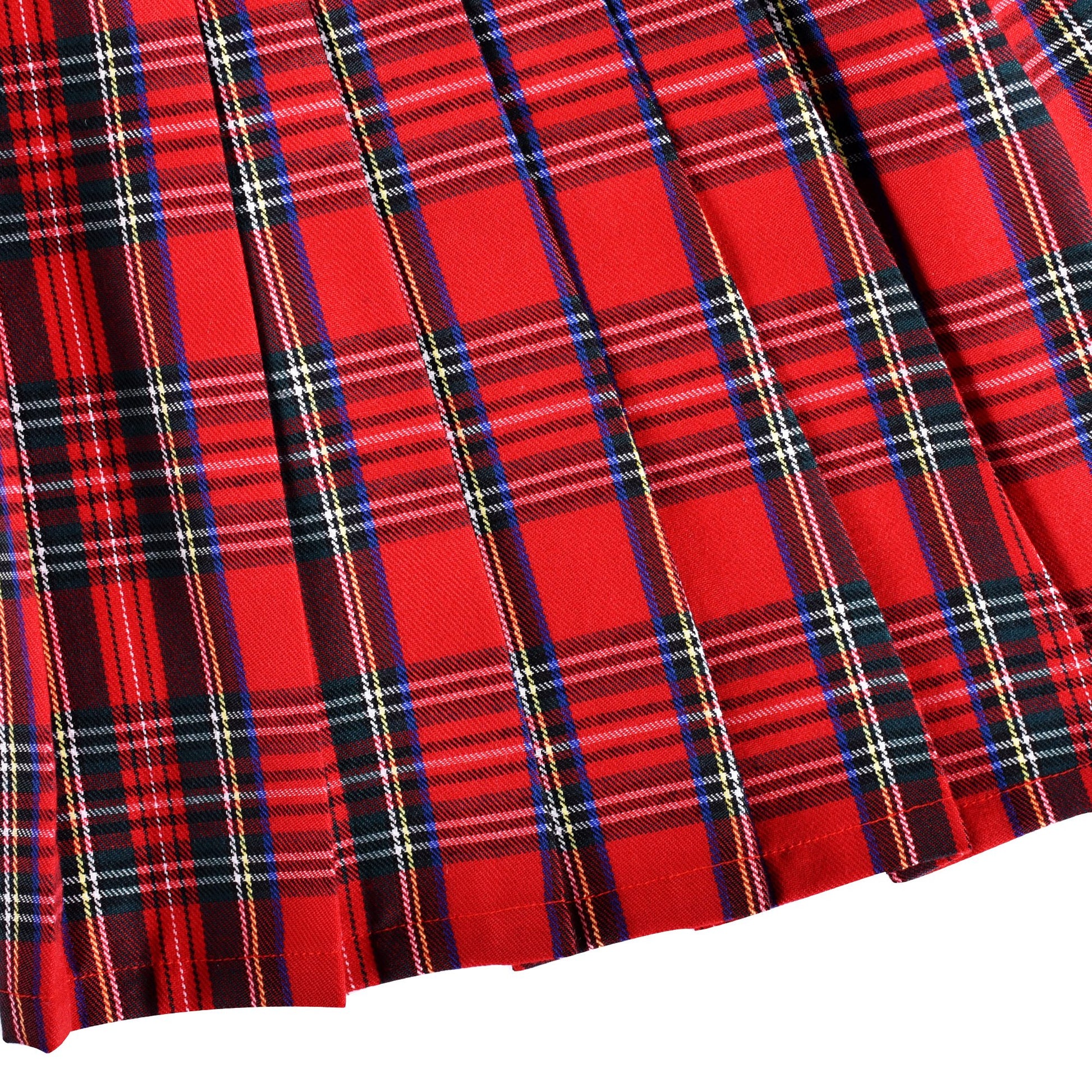 Girls Skirt Kids School Uniform Set Red Tartan Pleated Hem Skirt Red